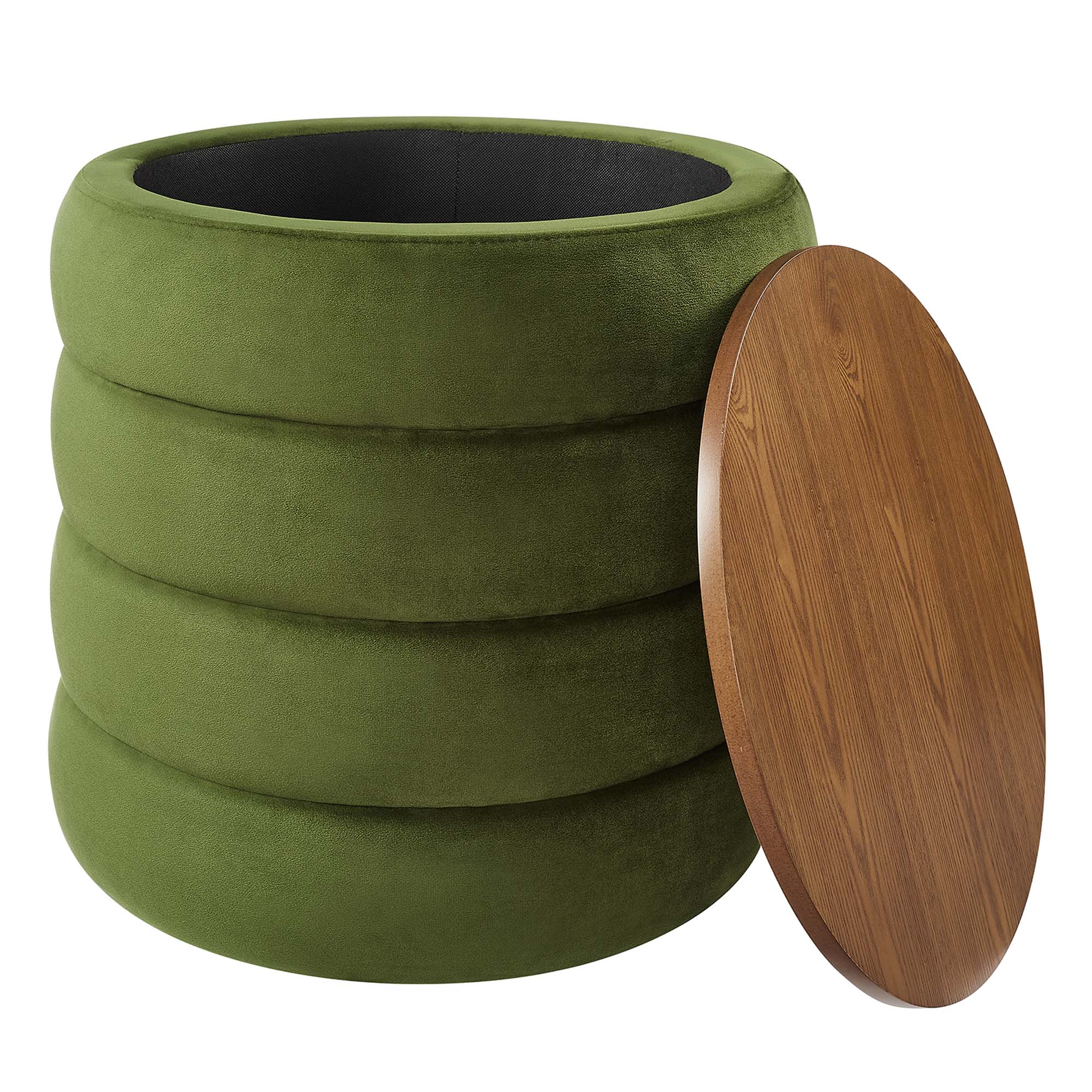 Modway Mezzo Round Performance Velvet Storage Ottoman
