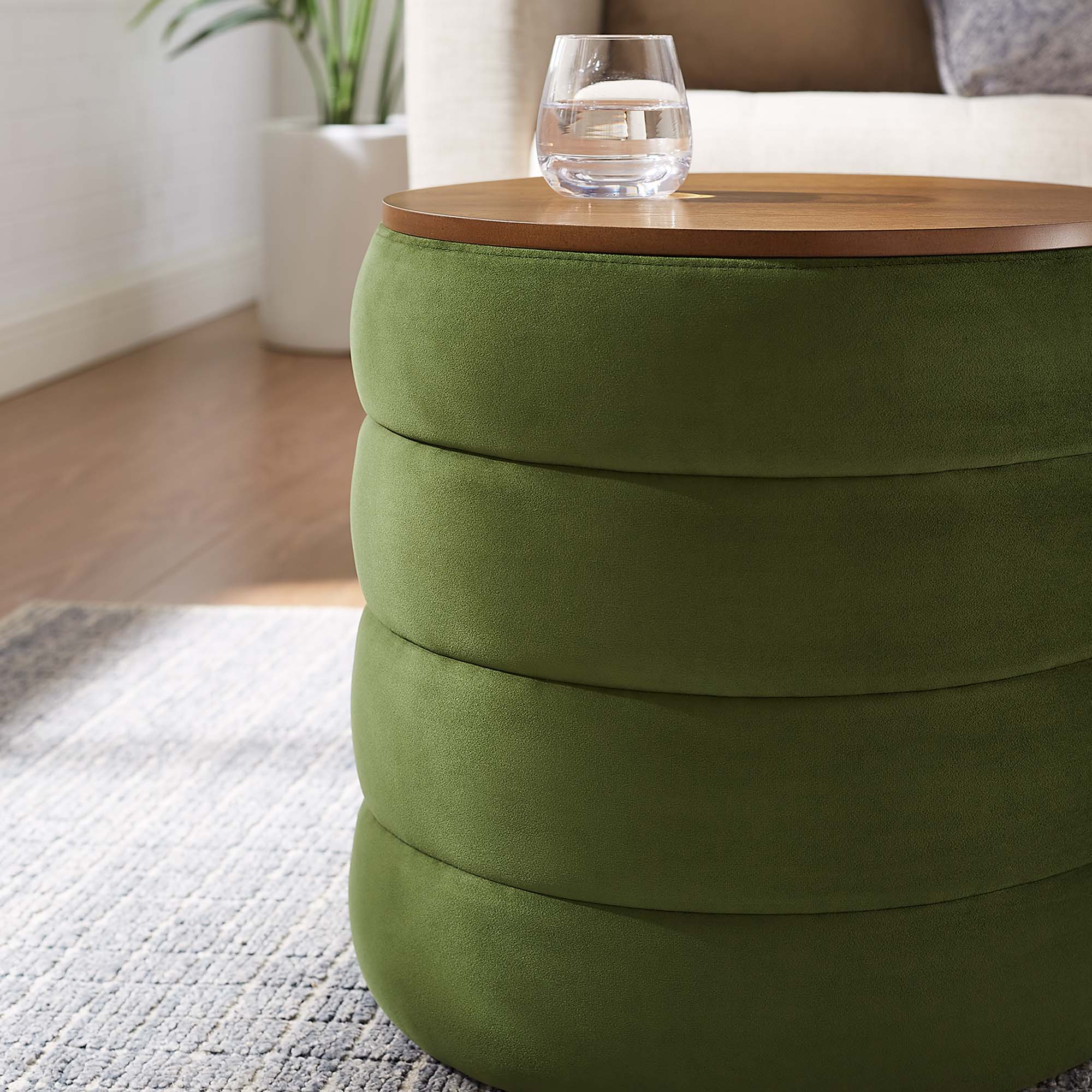 Modway Mezzo Round Performance Velvet Storage Ottoman