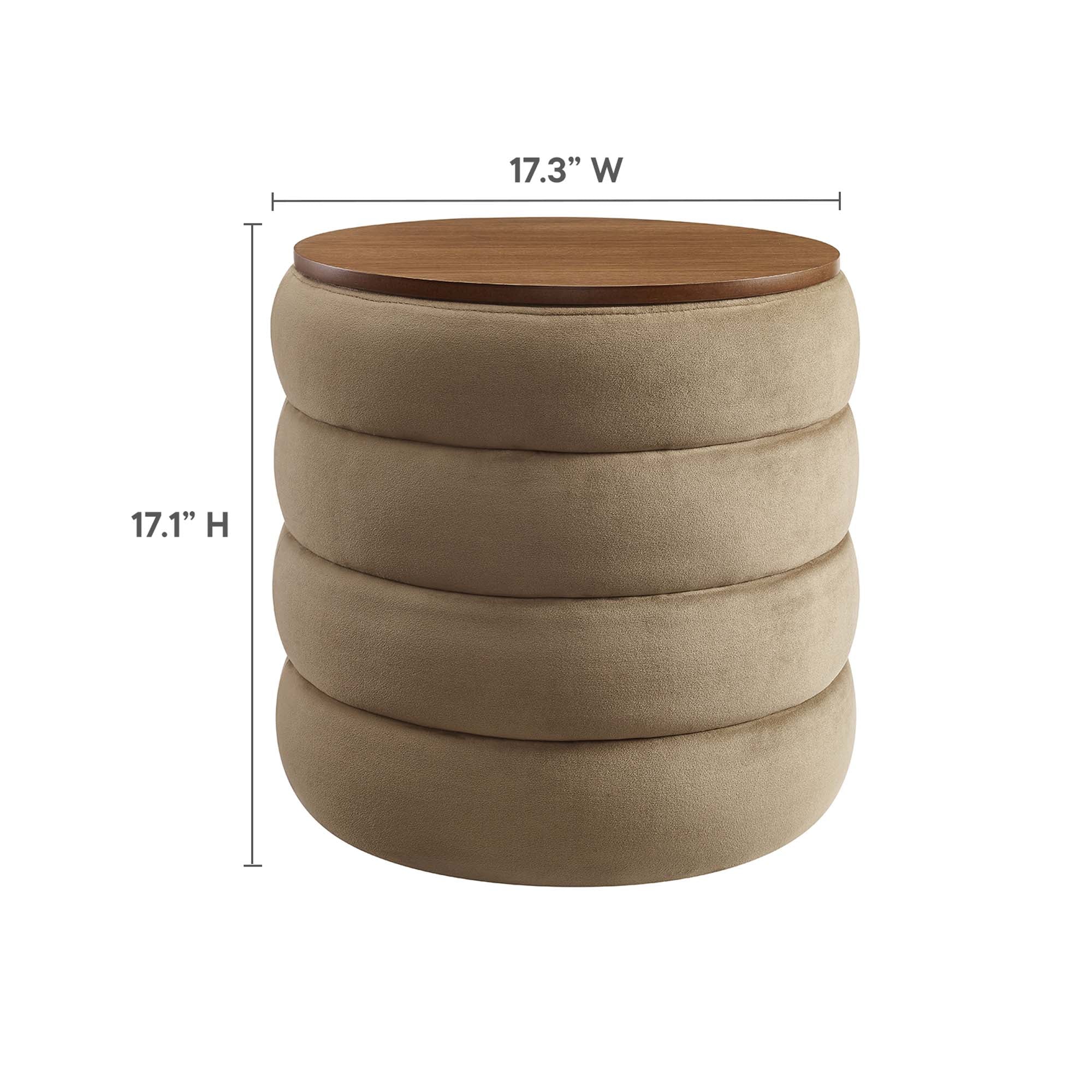 Modway Mezzo Round Performance Velvet Storage Ottoman