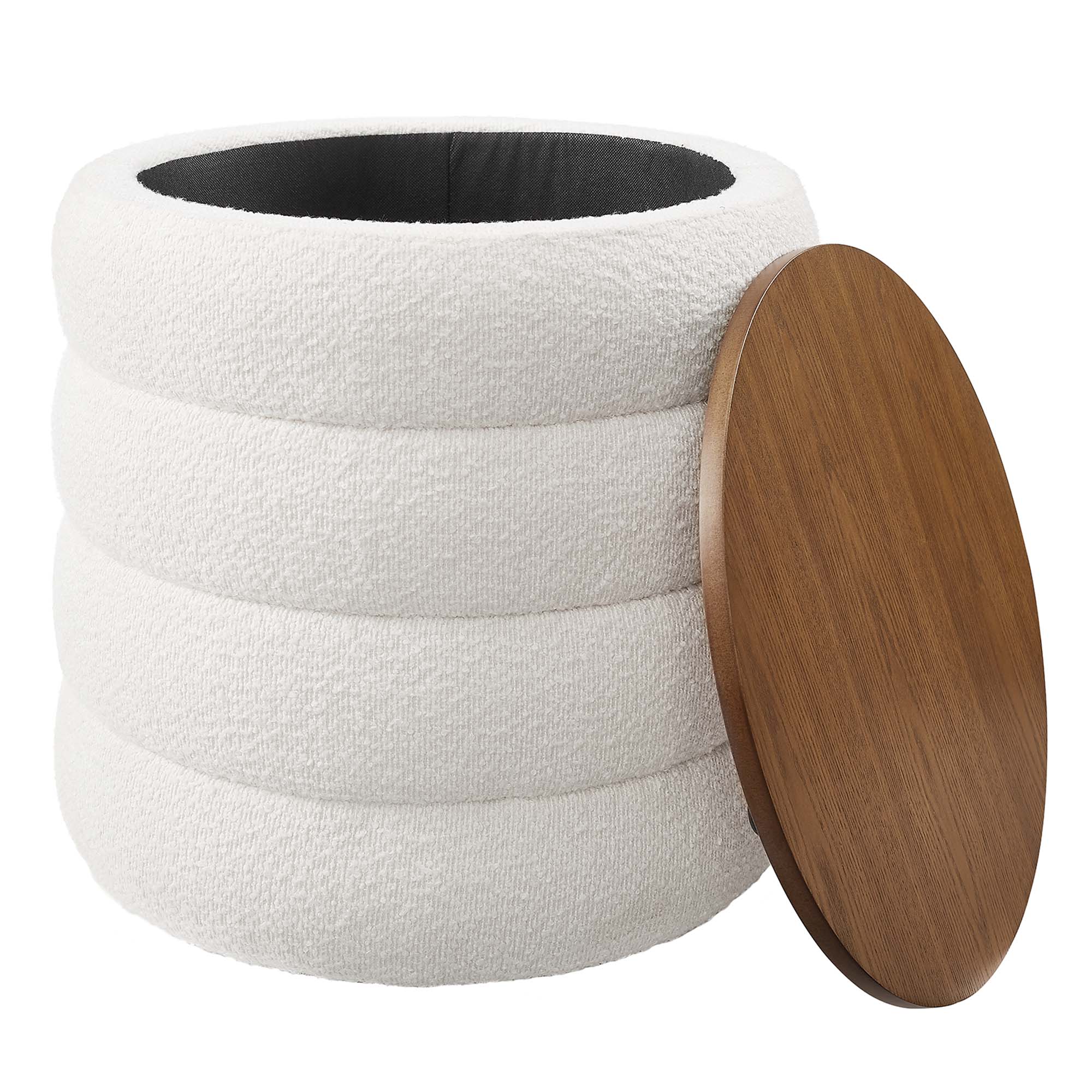 Modway Mezzo Round Boucle Fabric Storage Ottoman