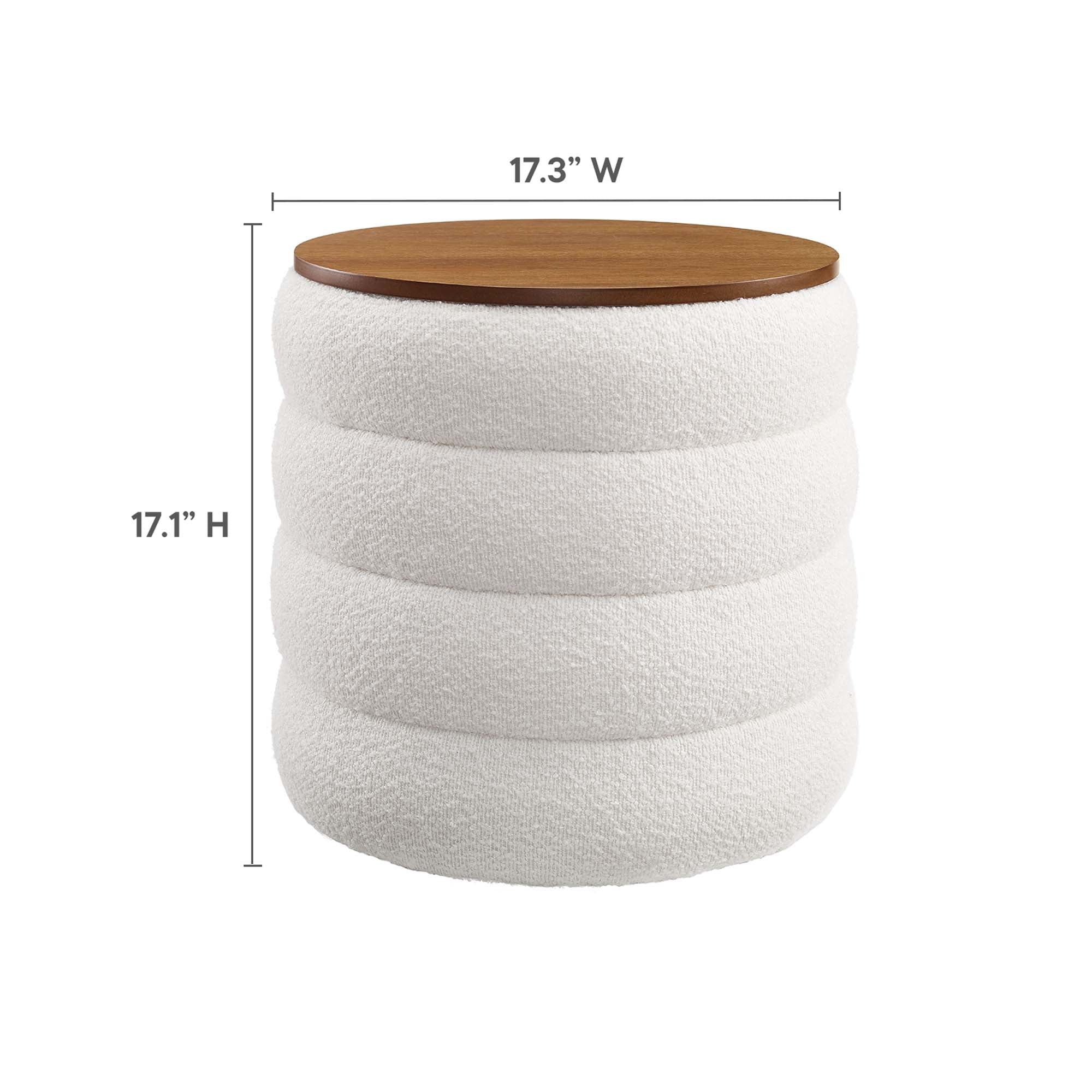 Modway Mezzo Round Boucle Fabric Storage Ottoman