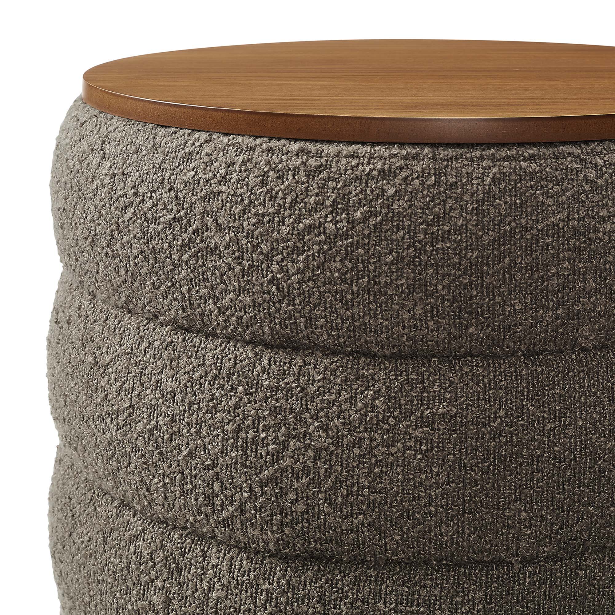 Modway Mezzo Round Boucle Fabric Storage Ottoman