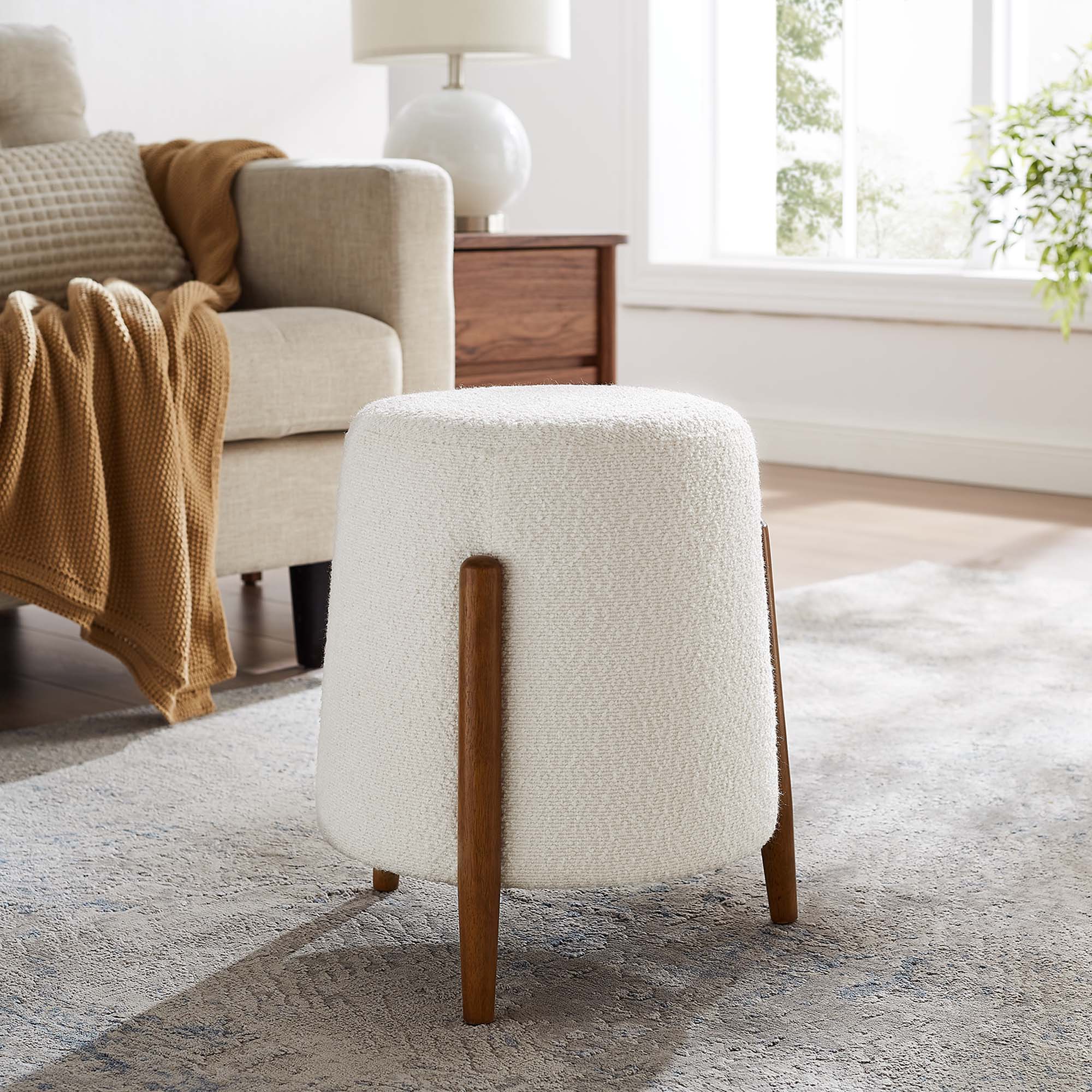 Modway Riven Upholstered Boucle Fabric Ottoman