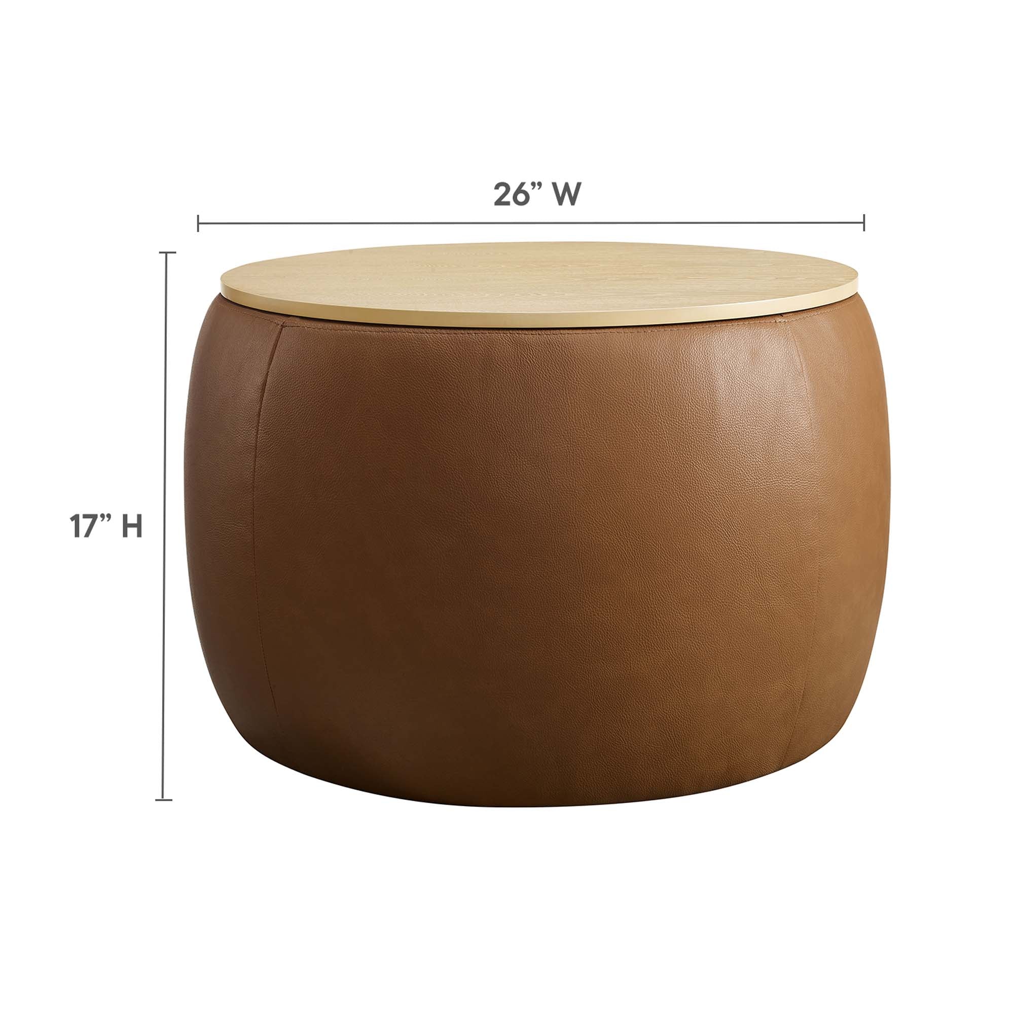 Modway Perla Round Vegan Leather Storage Ottoman