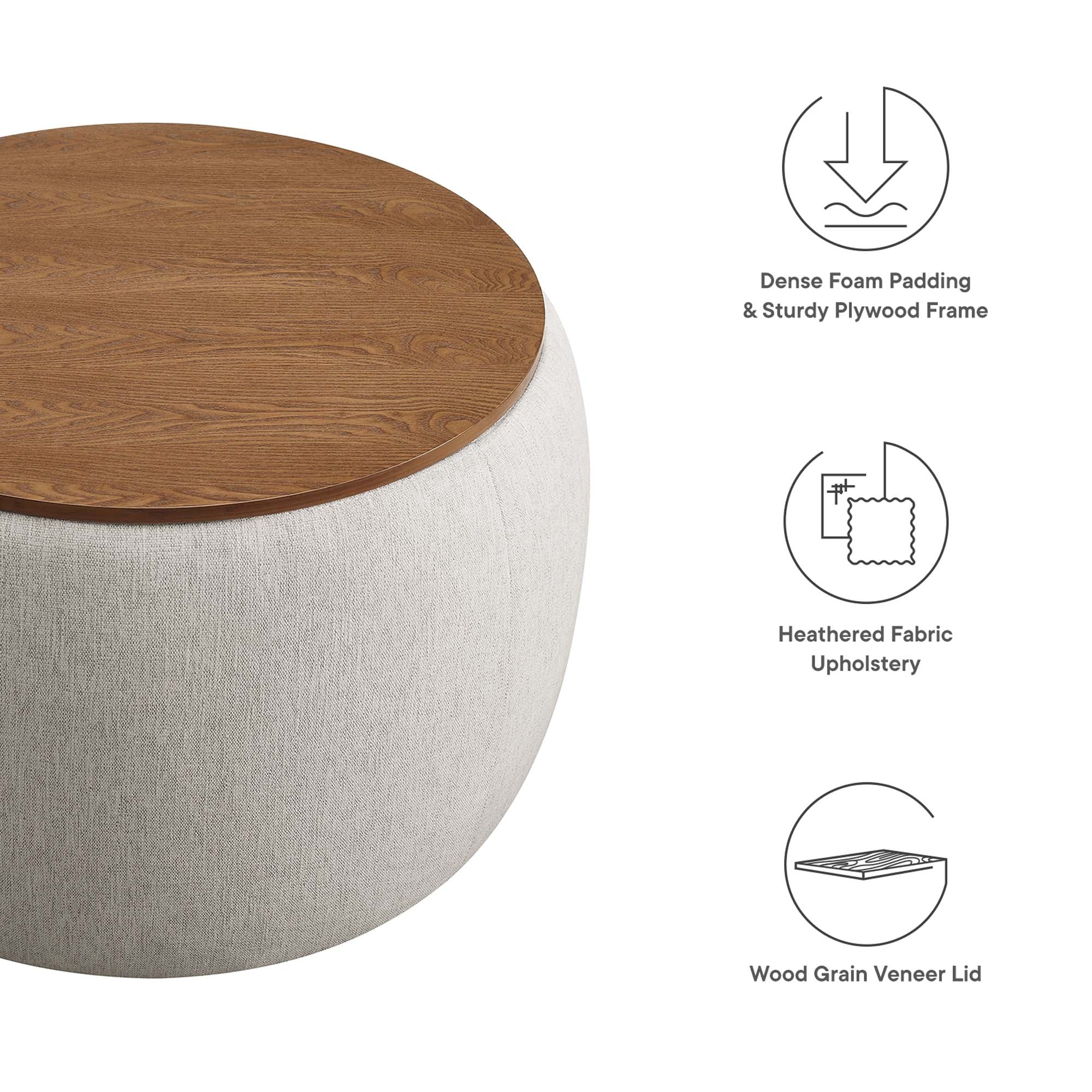 Modway Perla Woven Heathered Fabric Upholstered Storage Ottoman