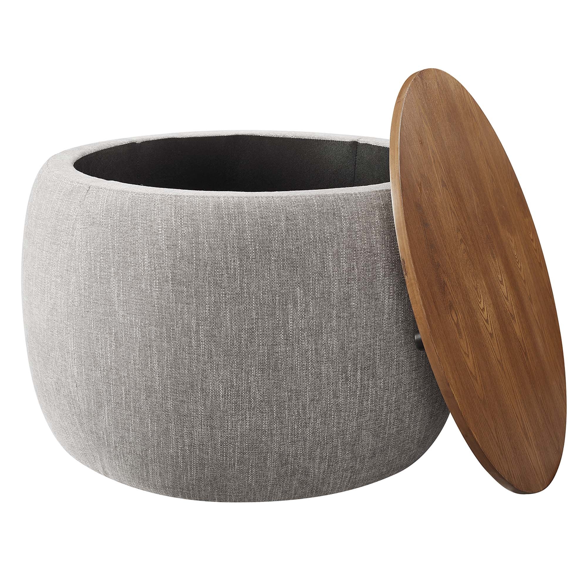 Modway Perla Woven Heathered Fabric Upholstered Storage Ottoman