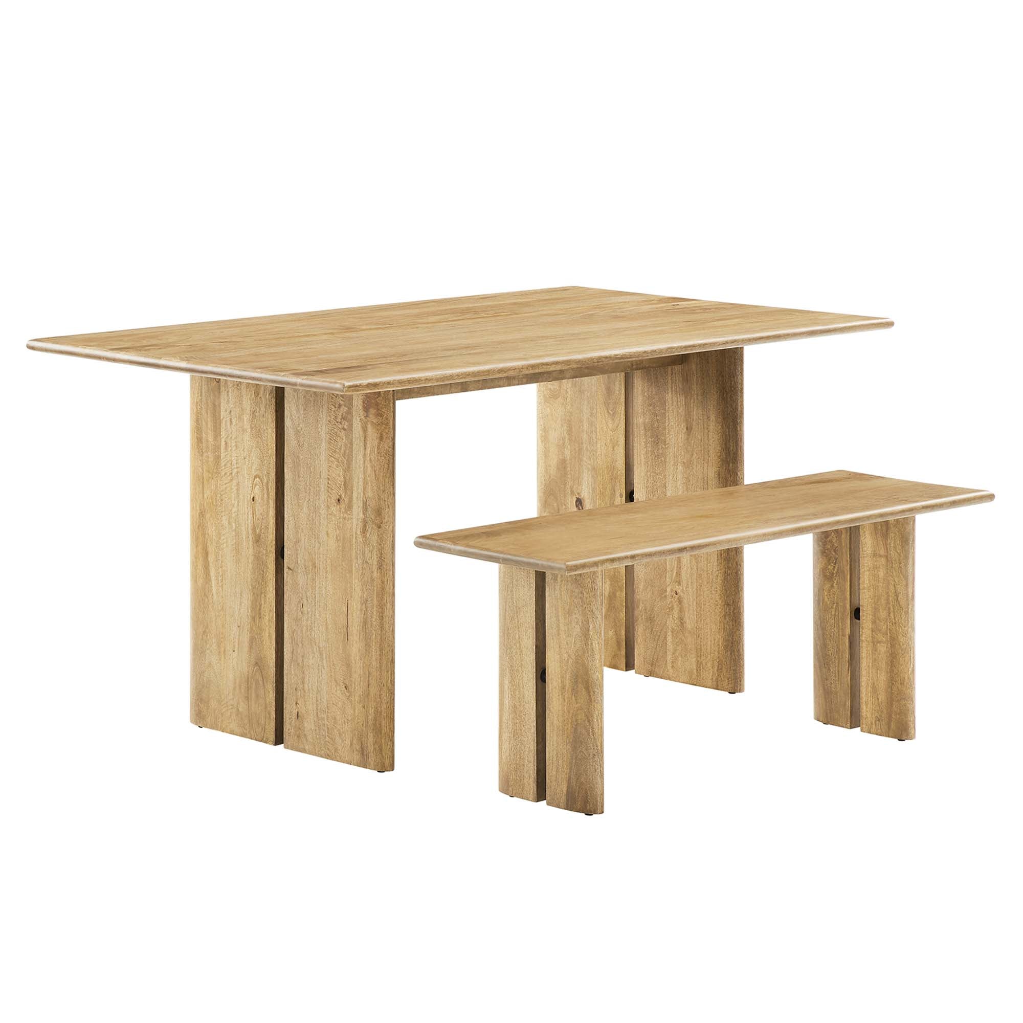 Modway Amistad 60" Wood Dining Table and Bench Set
