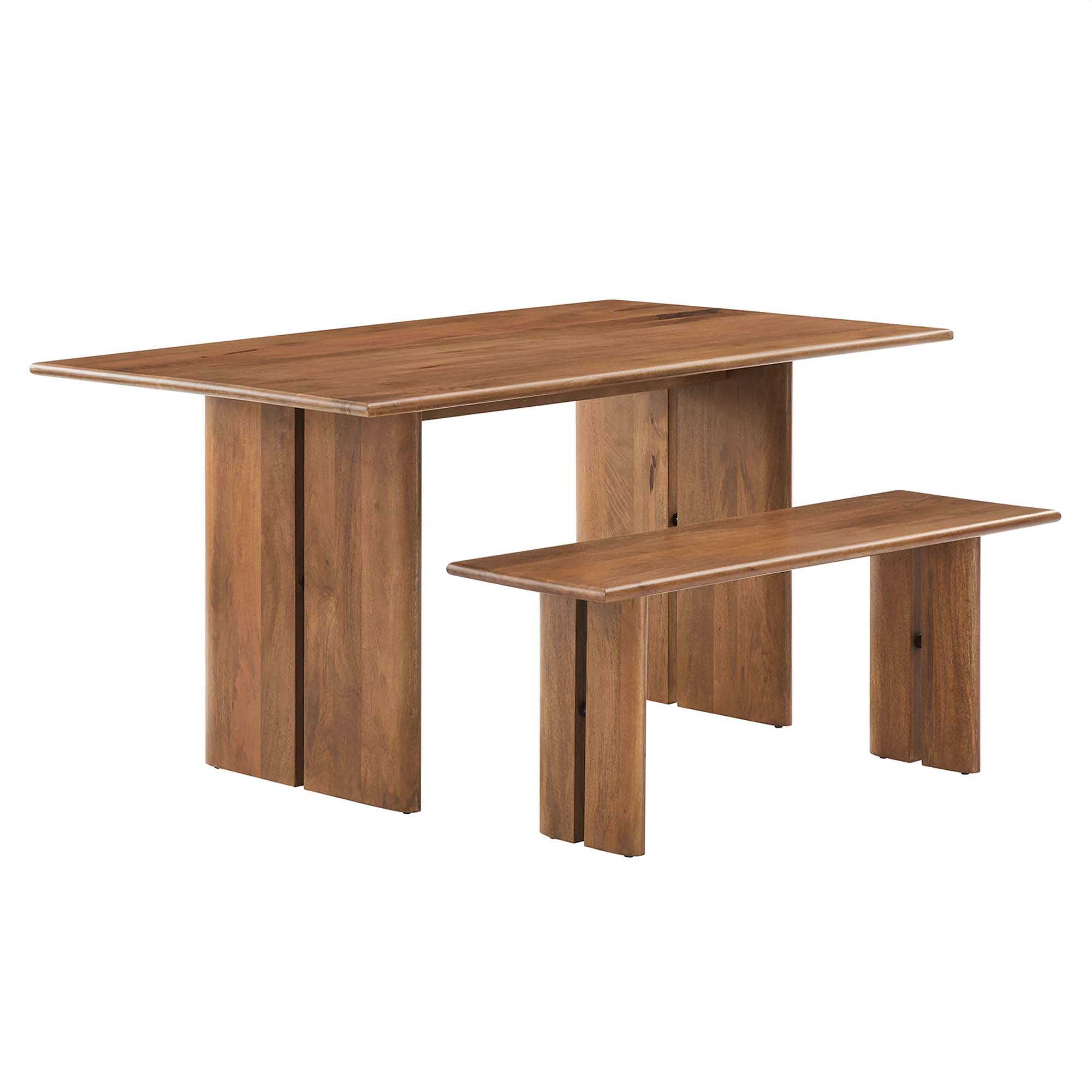 Modway Amistad 60" Wood Dining Table and Bench Set