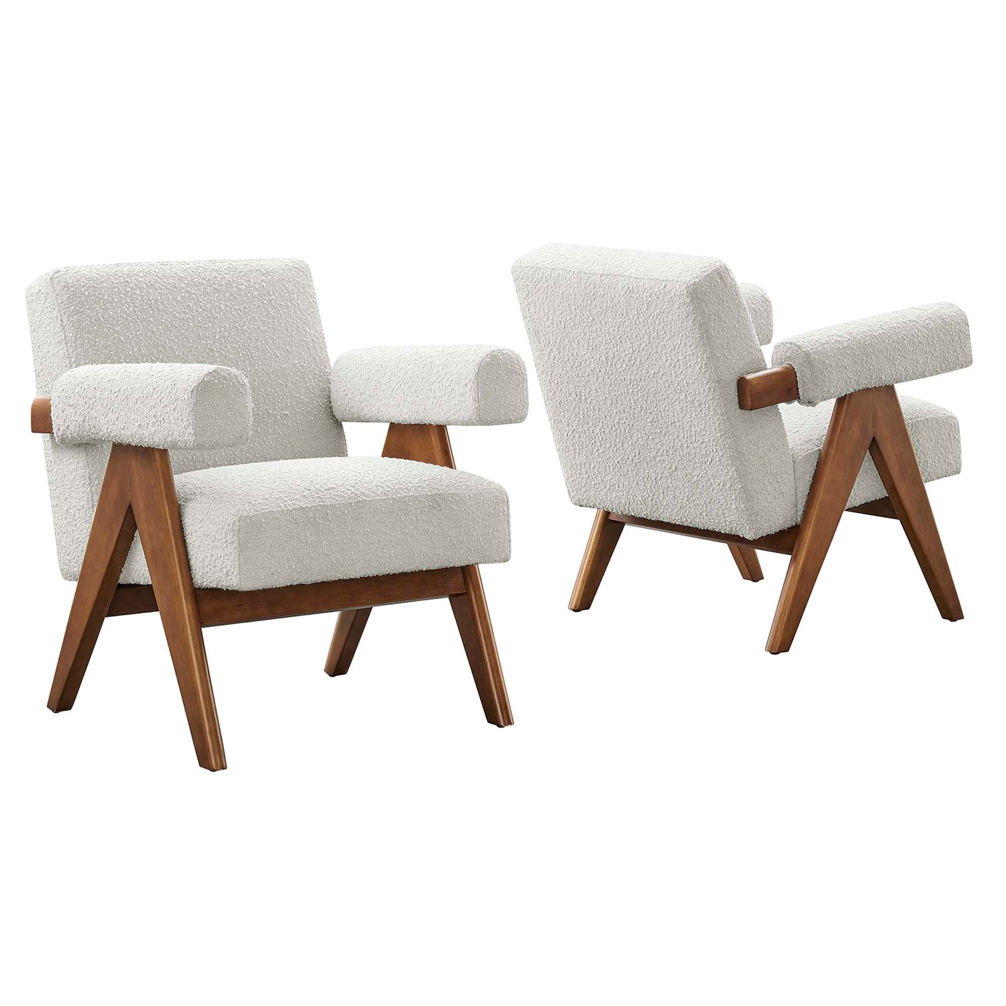 Modway Lyra Boucle Fabric Armchair Set of 2