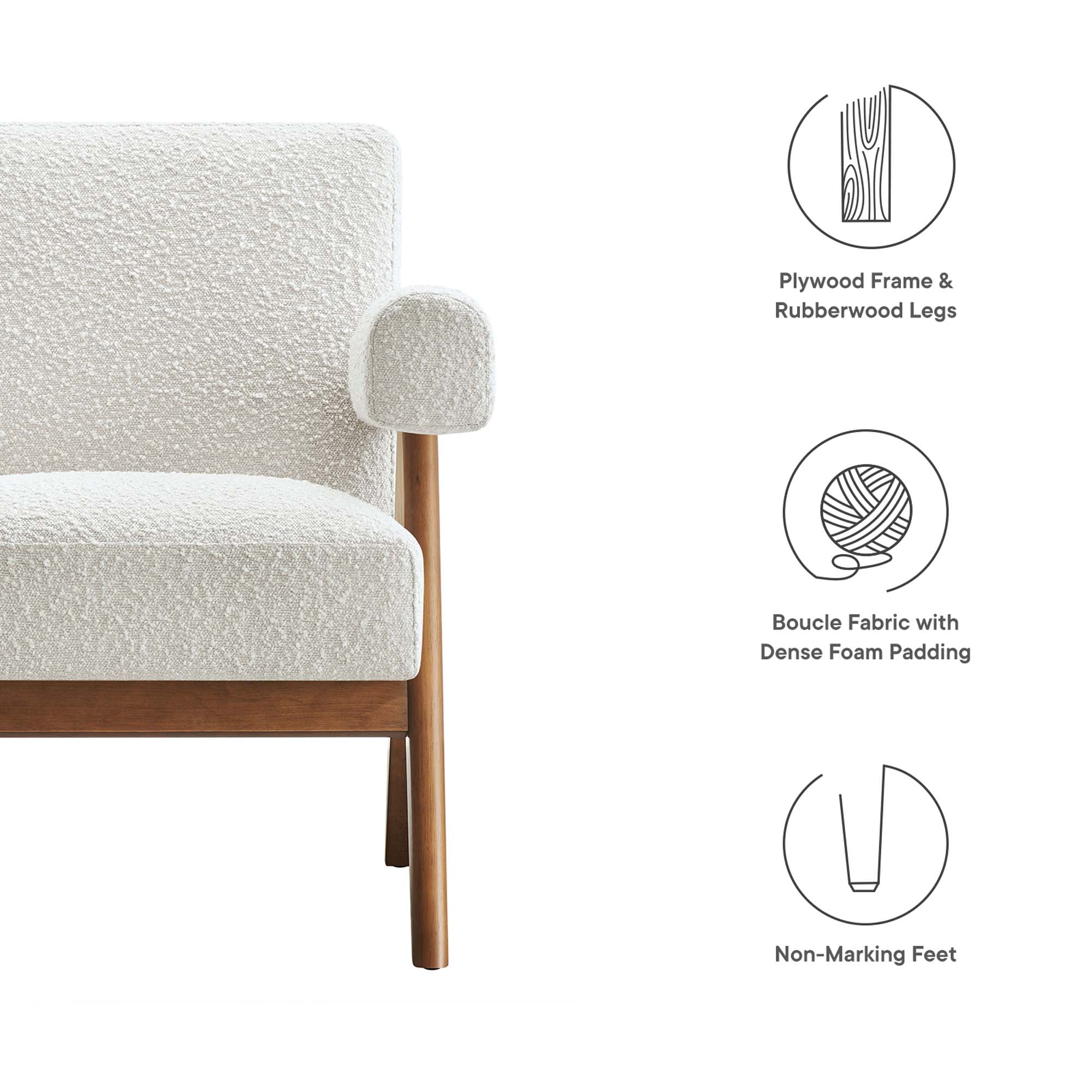 Modway Lyra Boucle Fabric Armchair Set of 2