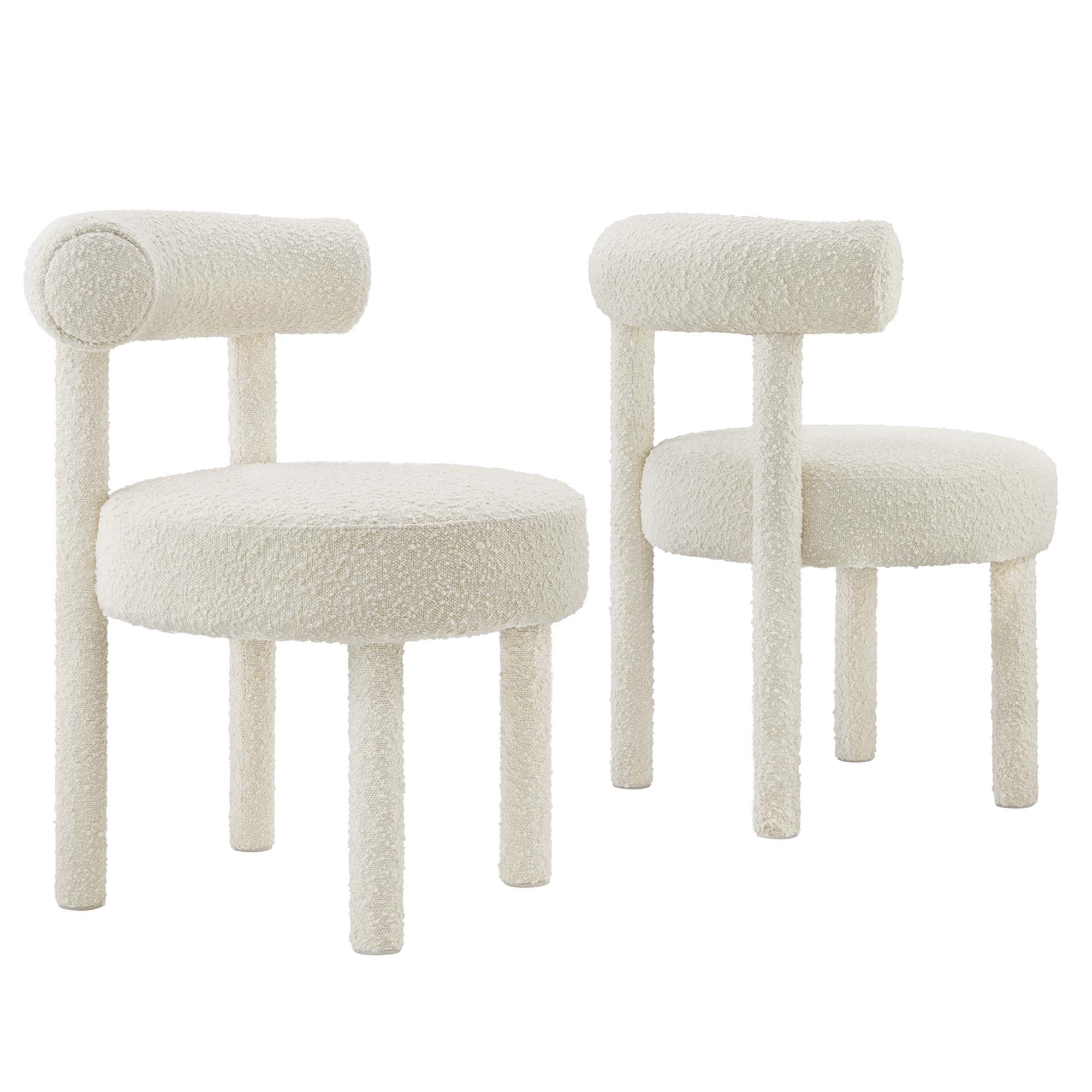 Modway Toulouse Boucle Fabric Dining Chair Set of 2