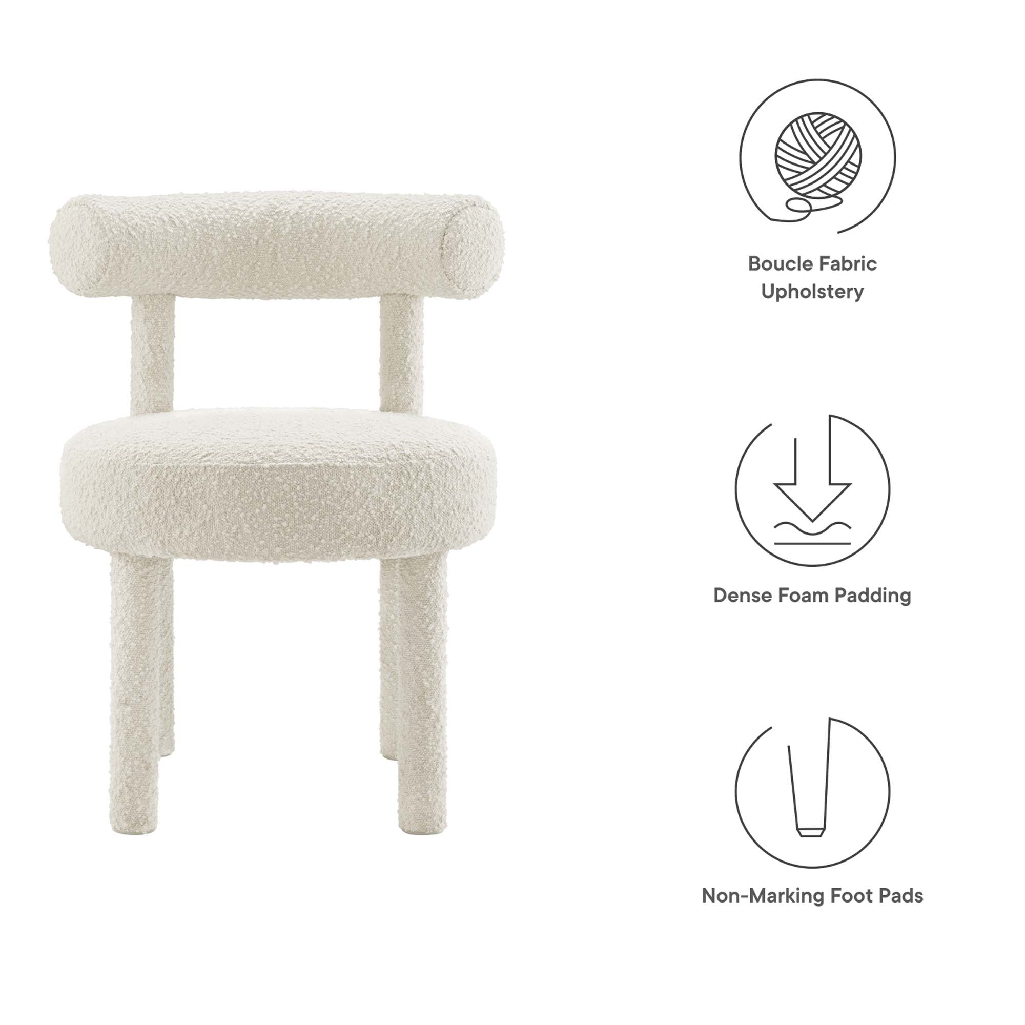 Modway Toulouse Boucle Fabric Dining Chair Set of 2