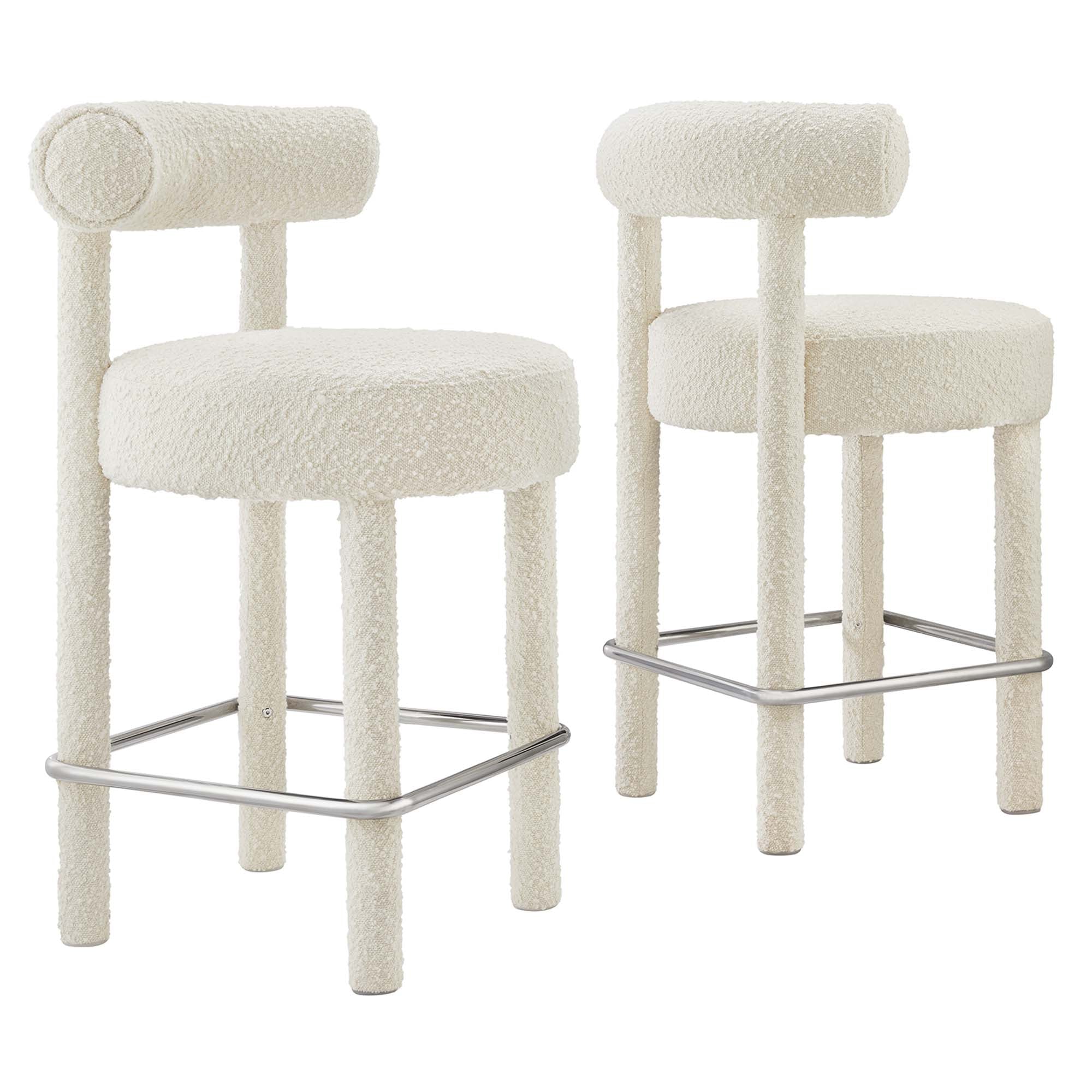 Modway Toulouse Boucle Fabric Counter Stool Set of 2
