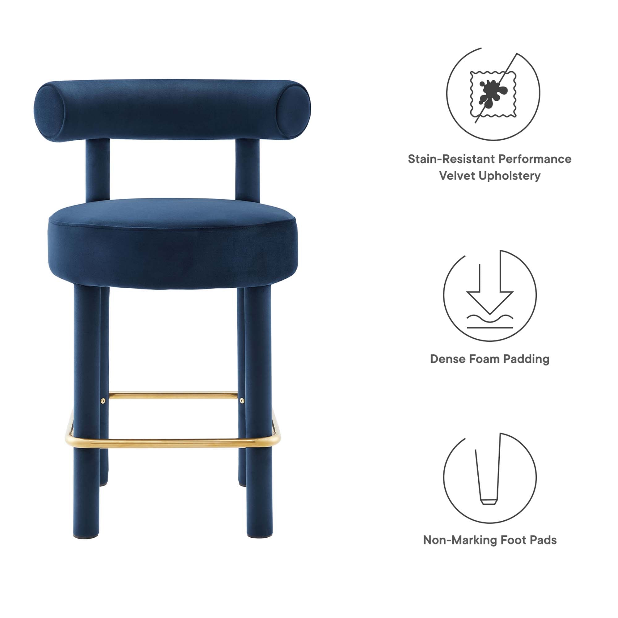 Modway Toulouse Performance Velvet Counter Stool Set of 2