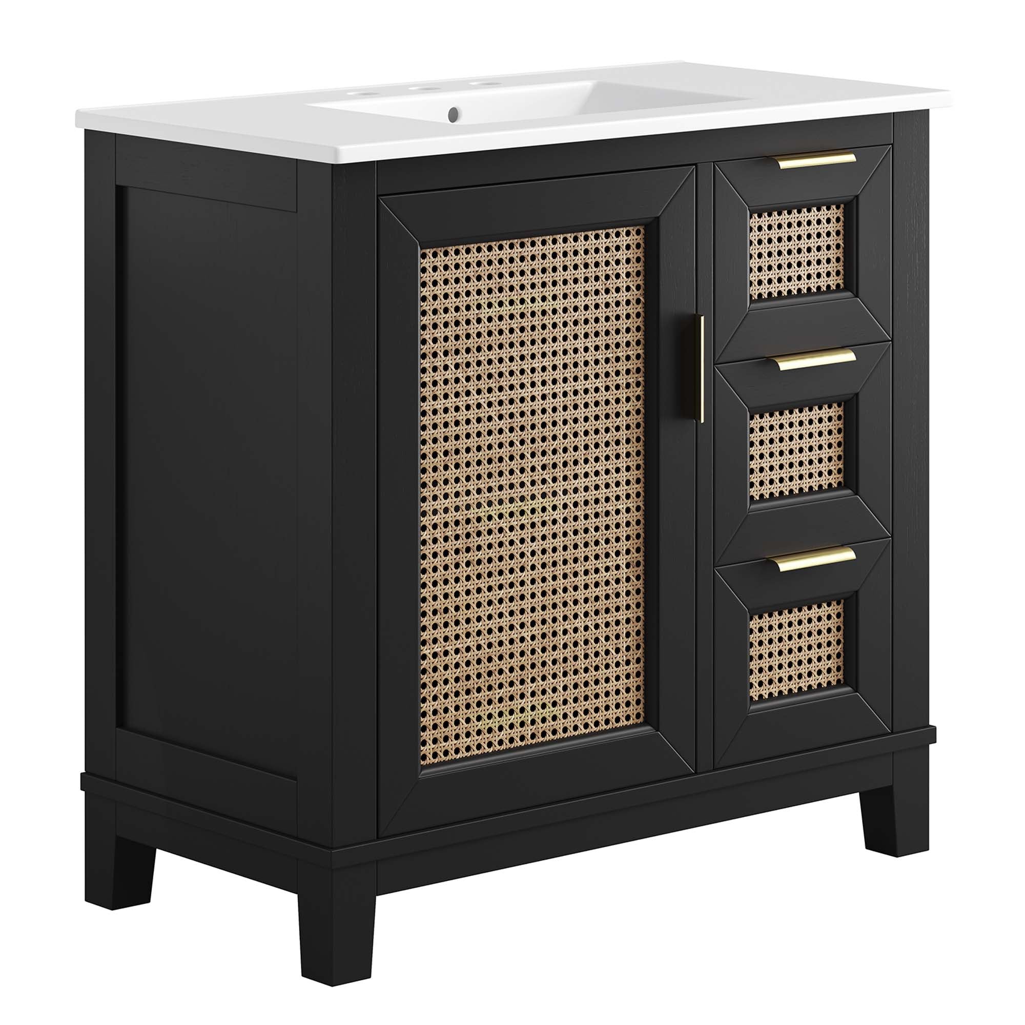 Modway Dixie 36” Solid Wood Bathroom Vanity Cabinet