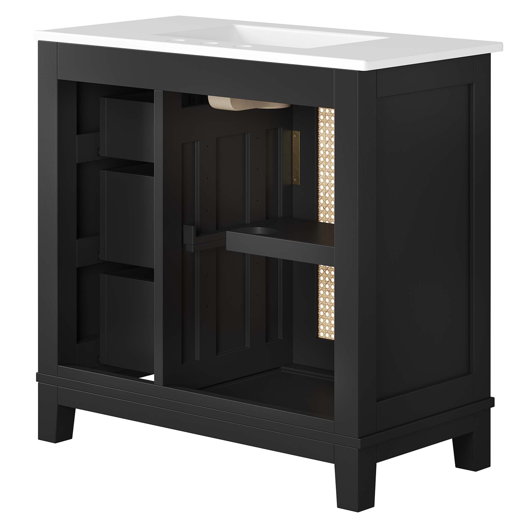 Modway Dixie 36” Solid Wood Bathroom Vanity Cabinet