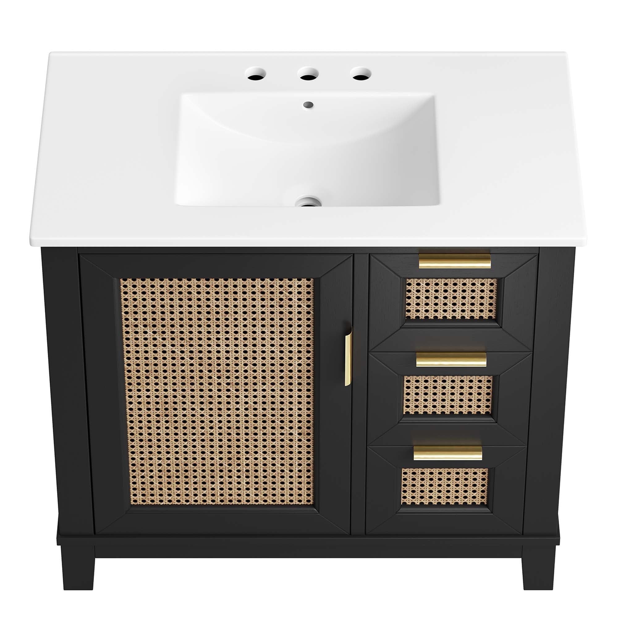 Modway Dixie 36” Solid Wood Bathroom Vanity Cabinet