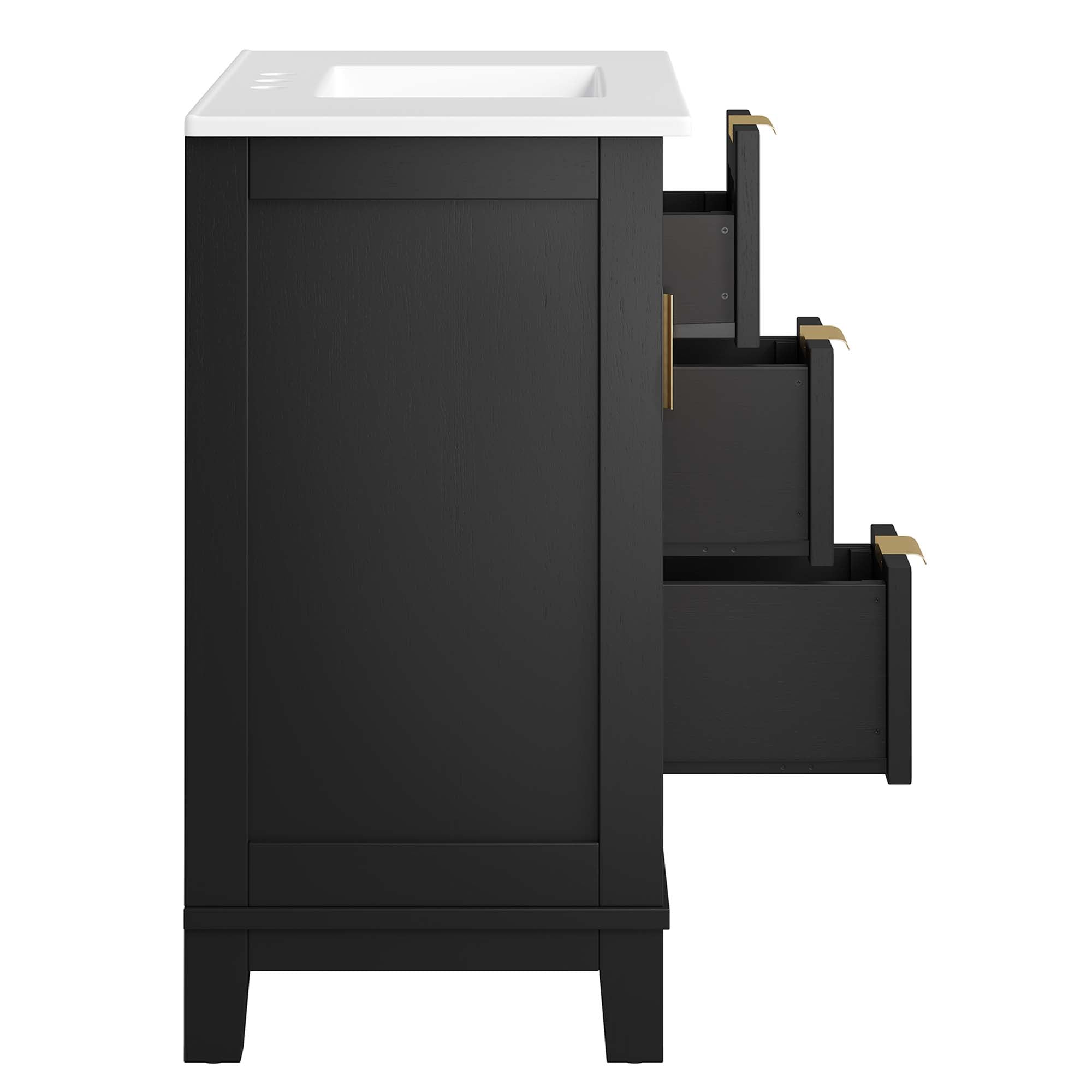 Modway Dixie 36” Solid Wood Bathroom Vanity Cabinet