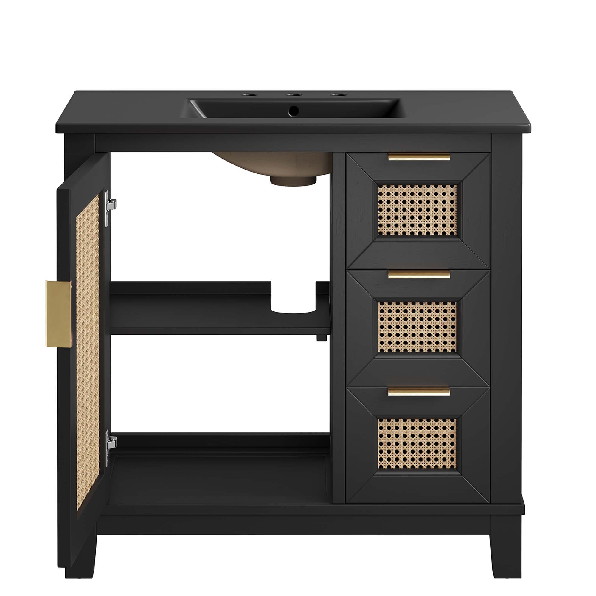 Modway Dixie 36” Solid Wood Bathroom Vanity Cabinet