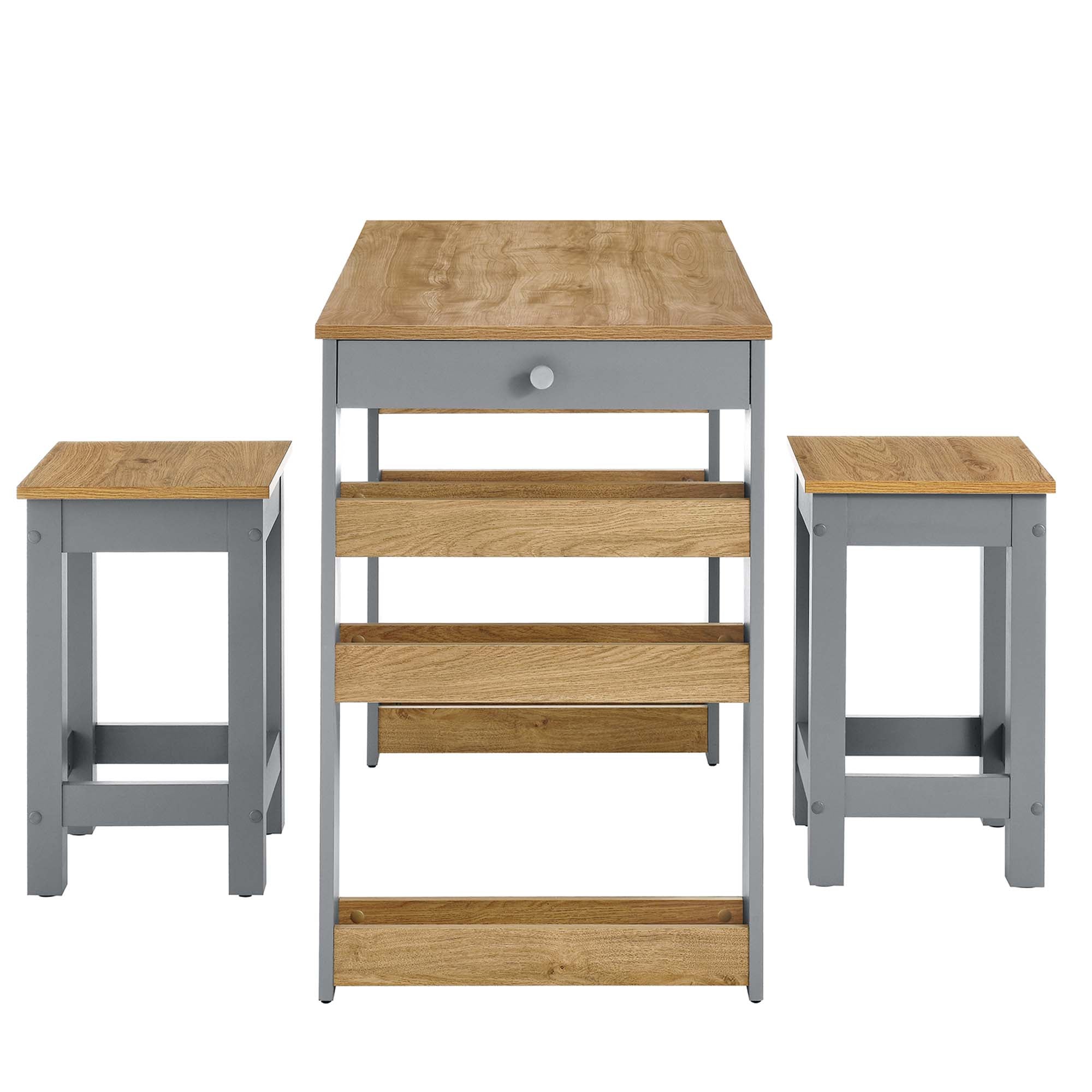 Modway Galley 3-Piece Kitchen Island and Stool Set