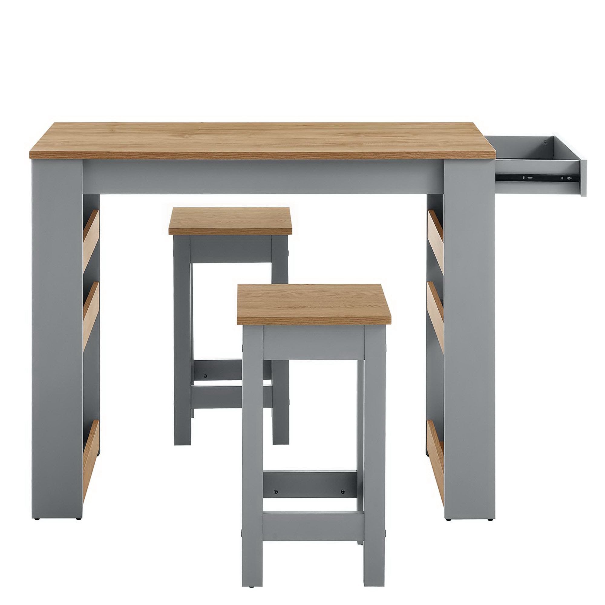 Modway Galley 3-Piece Kitchen Island and Stool Set