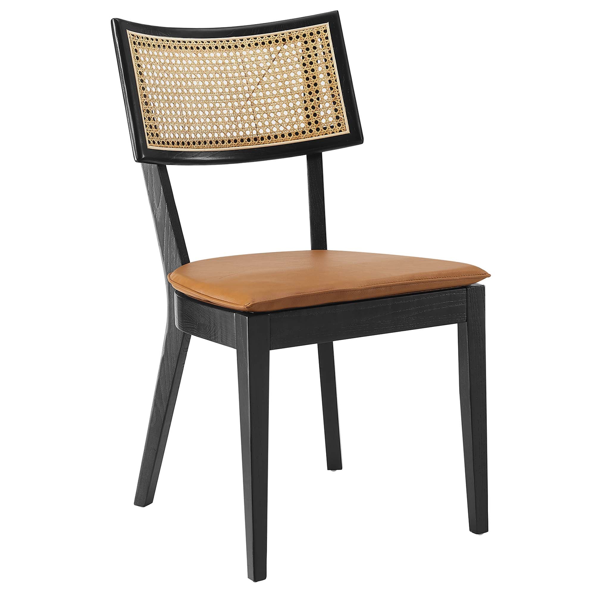 Modway Caledonia Vegan Leather Upholstered Wood Dining Chairs Set of 2