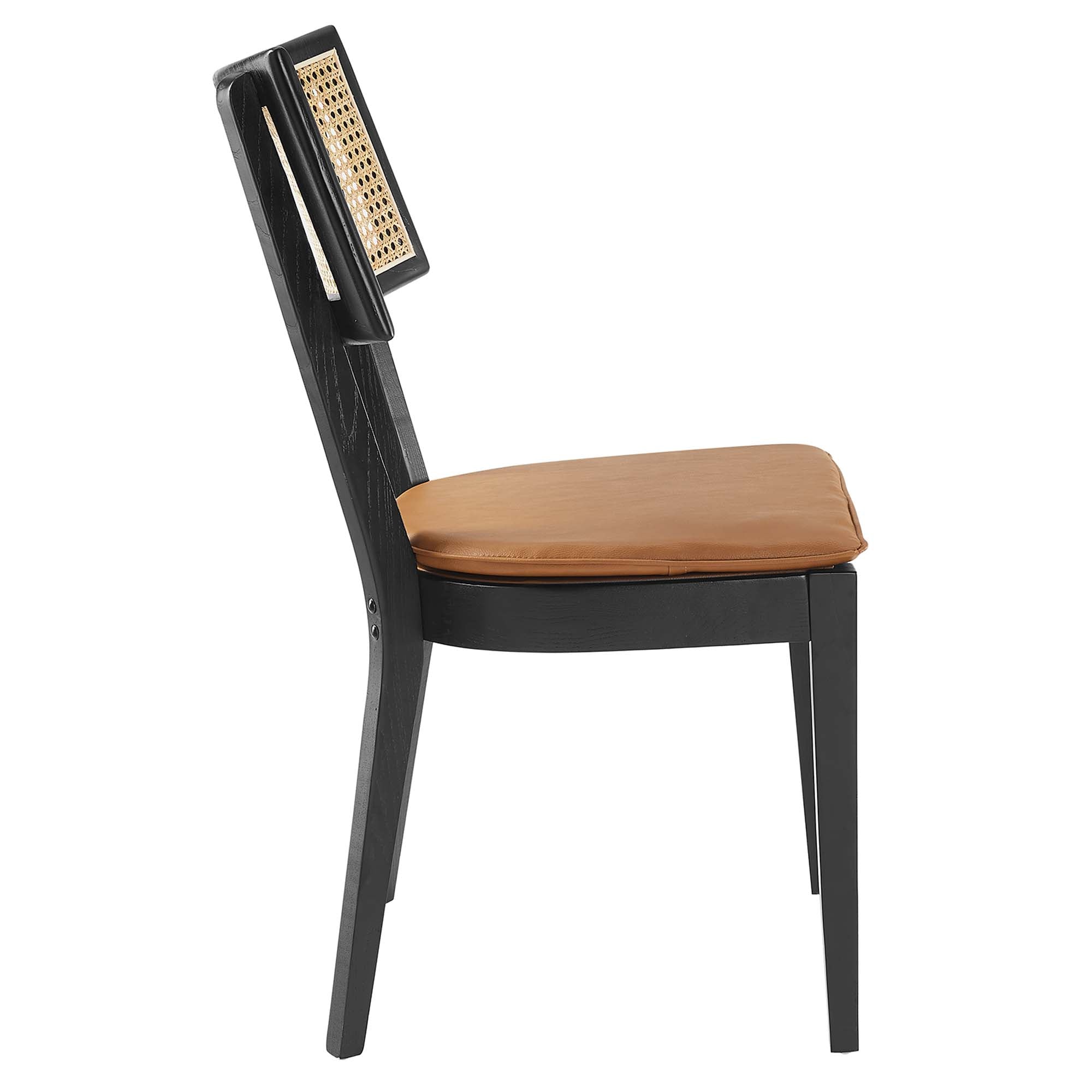 Modway Caledonia Vegan Leather Upholstered Wood Dining Chairs Set of 2