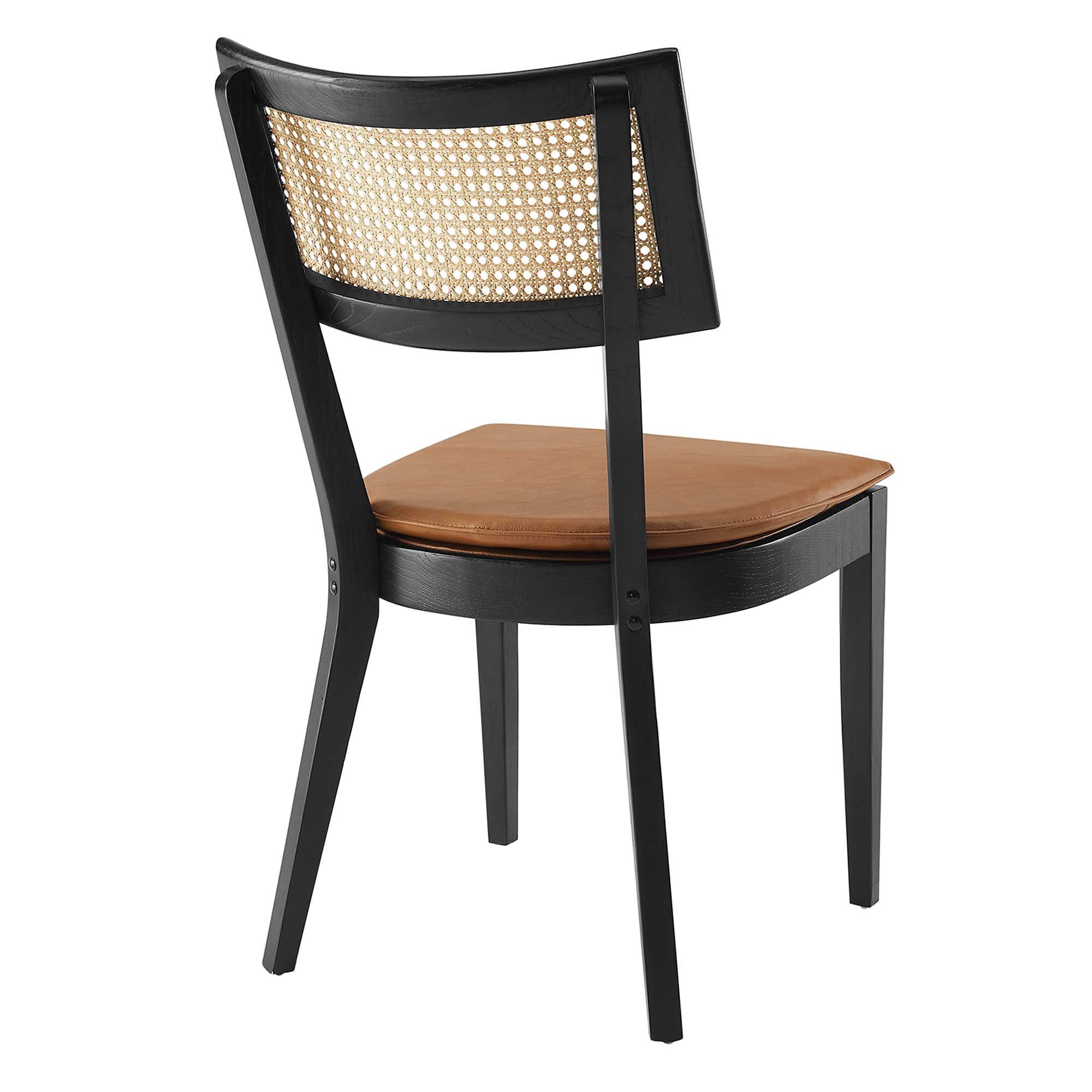 Modway Caledonia Vegan Leather Upholstered Wood Dining Chairs Set of 2