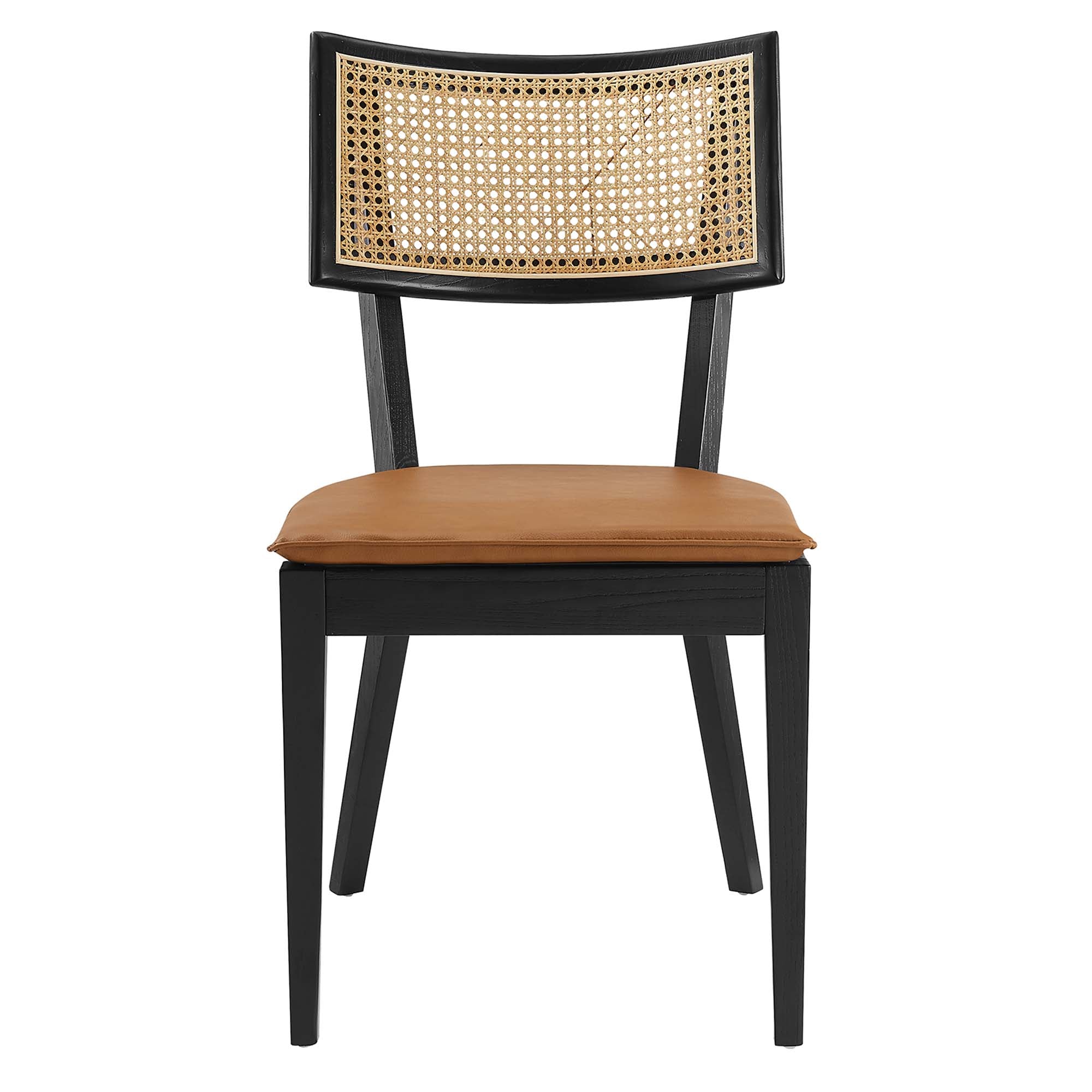 Modway Caledonia Vegan Leather Upholstered Wood Dining Chairs Set of 2