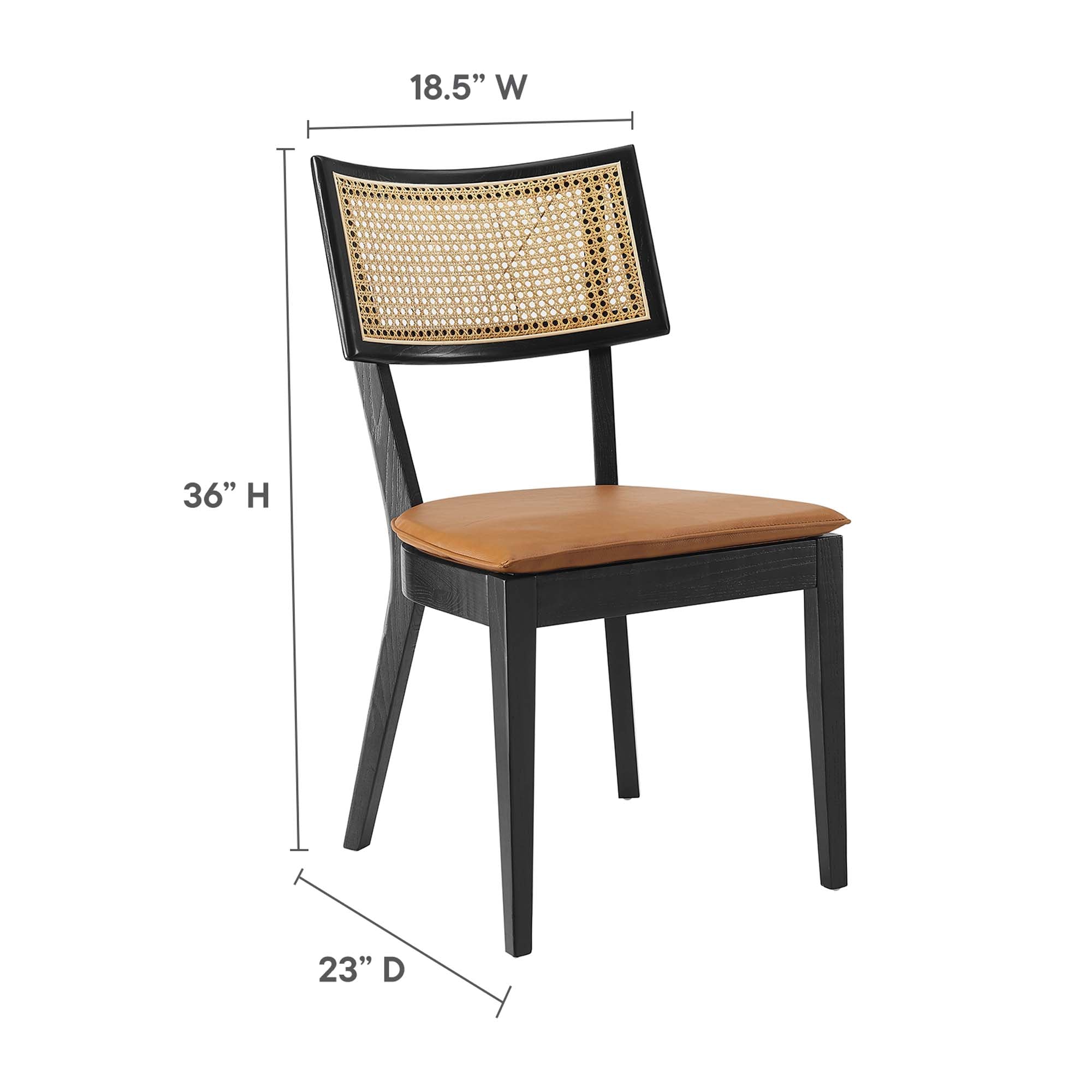 Modway Caledonia Vegan Leather Upholstered Wood Dining Chairs Set of 2