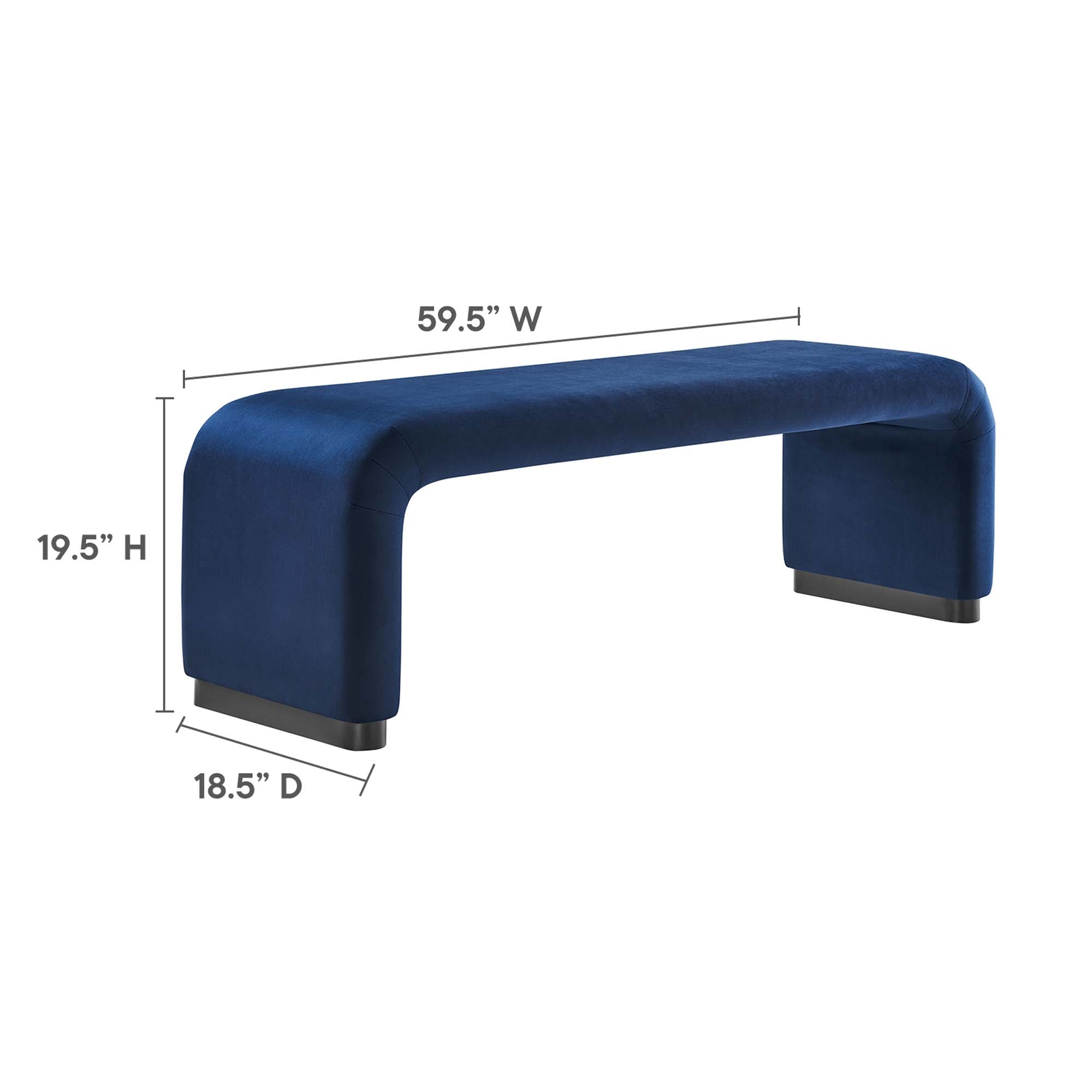 Modway Koda Performance Velvet Waterfall Long Bench