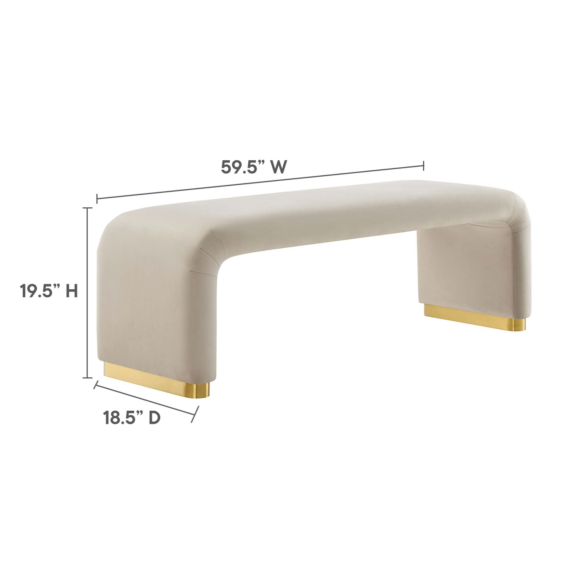 Modway Koda Performance Velvet Waterfall Long Bench