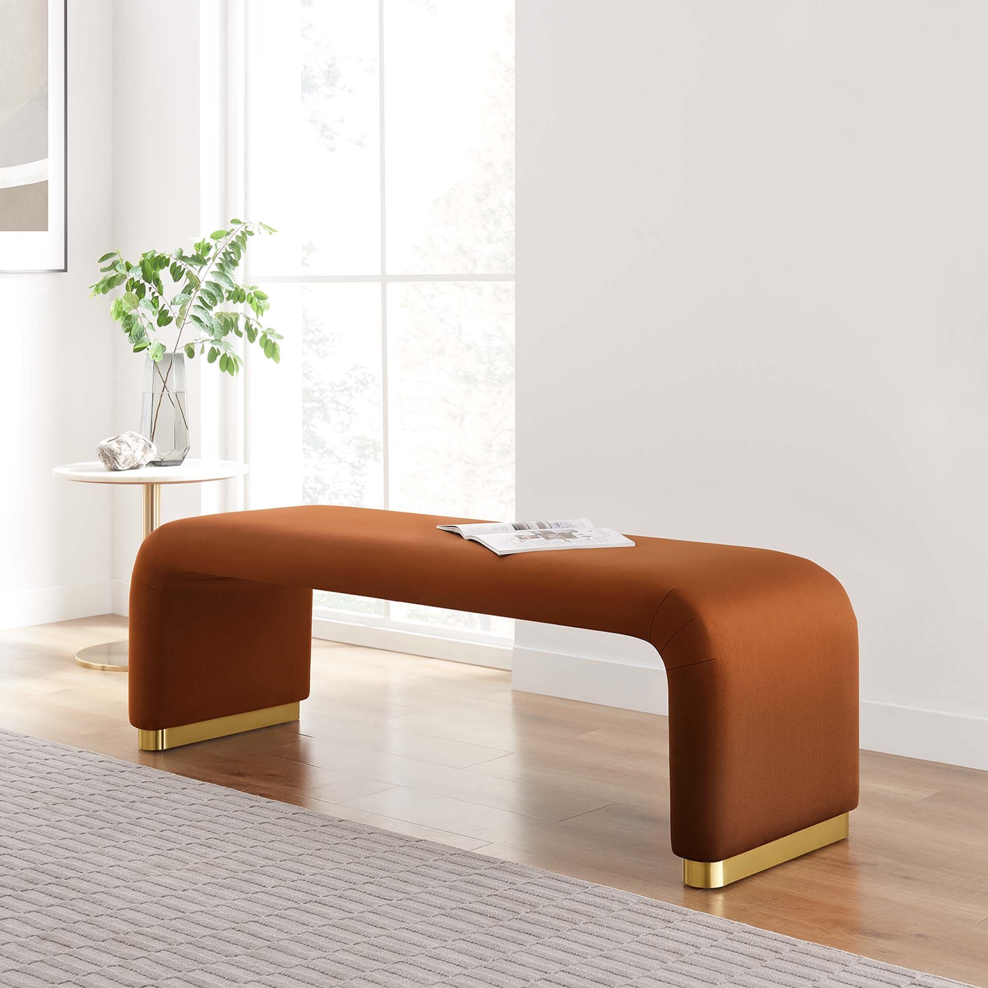 Modway Koda Performance Velvet Waterfall Long Bench