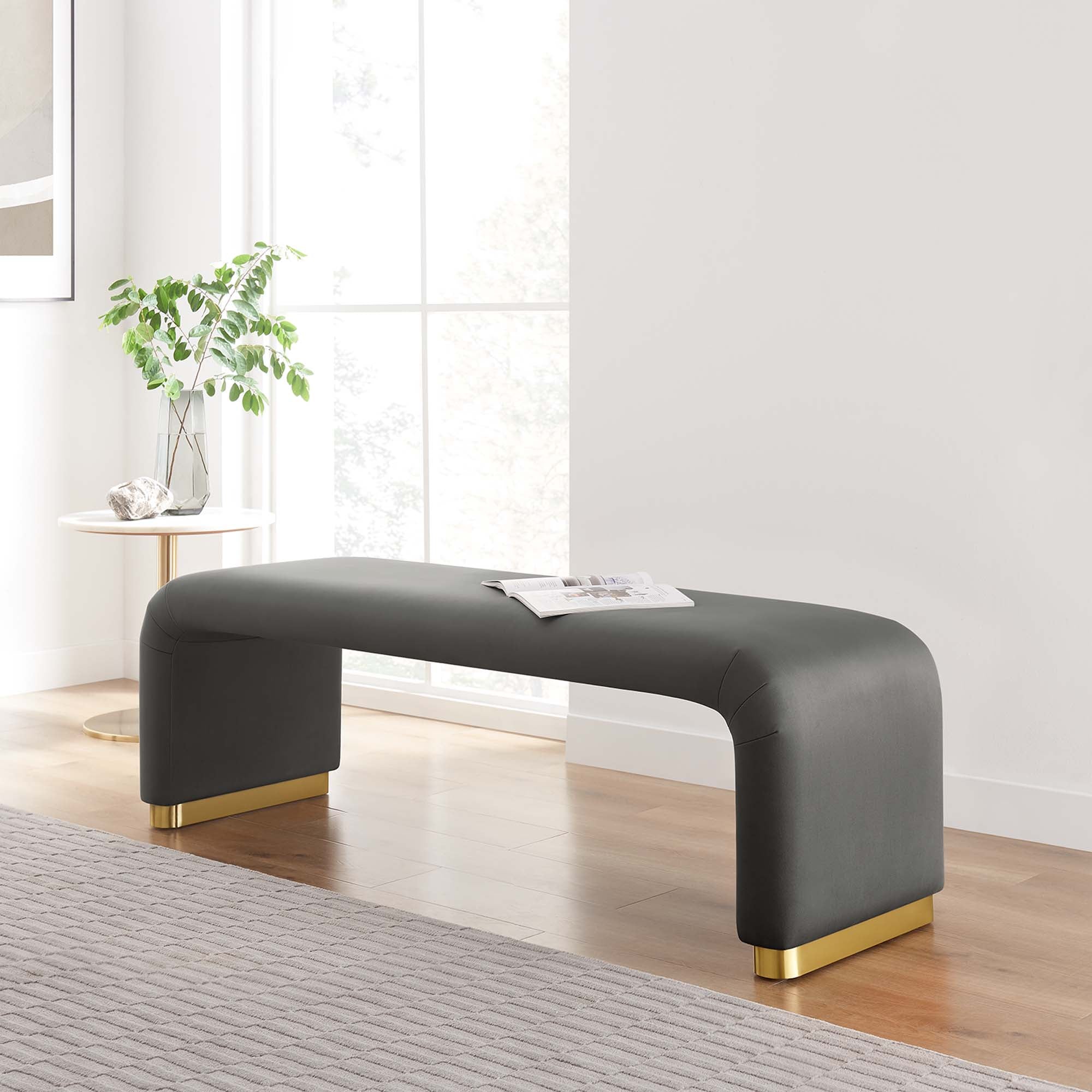 Modway Koda Performance Velvet Waterfall Long Bench
