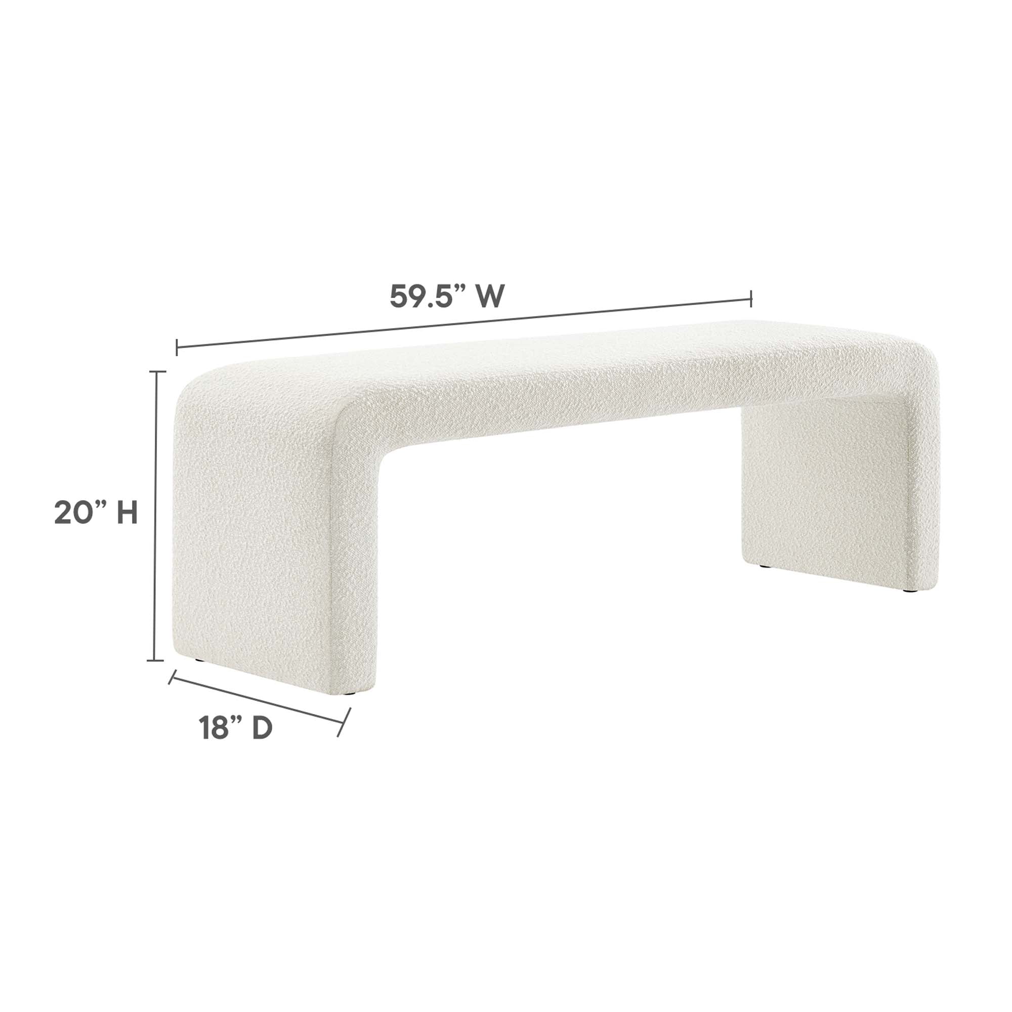 Modway Simba Boucle Fabric Waterfall Long Bench