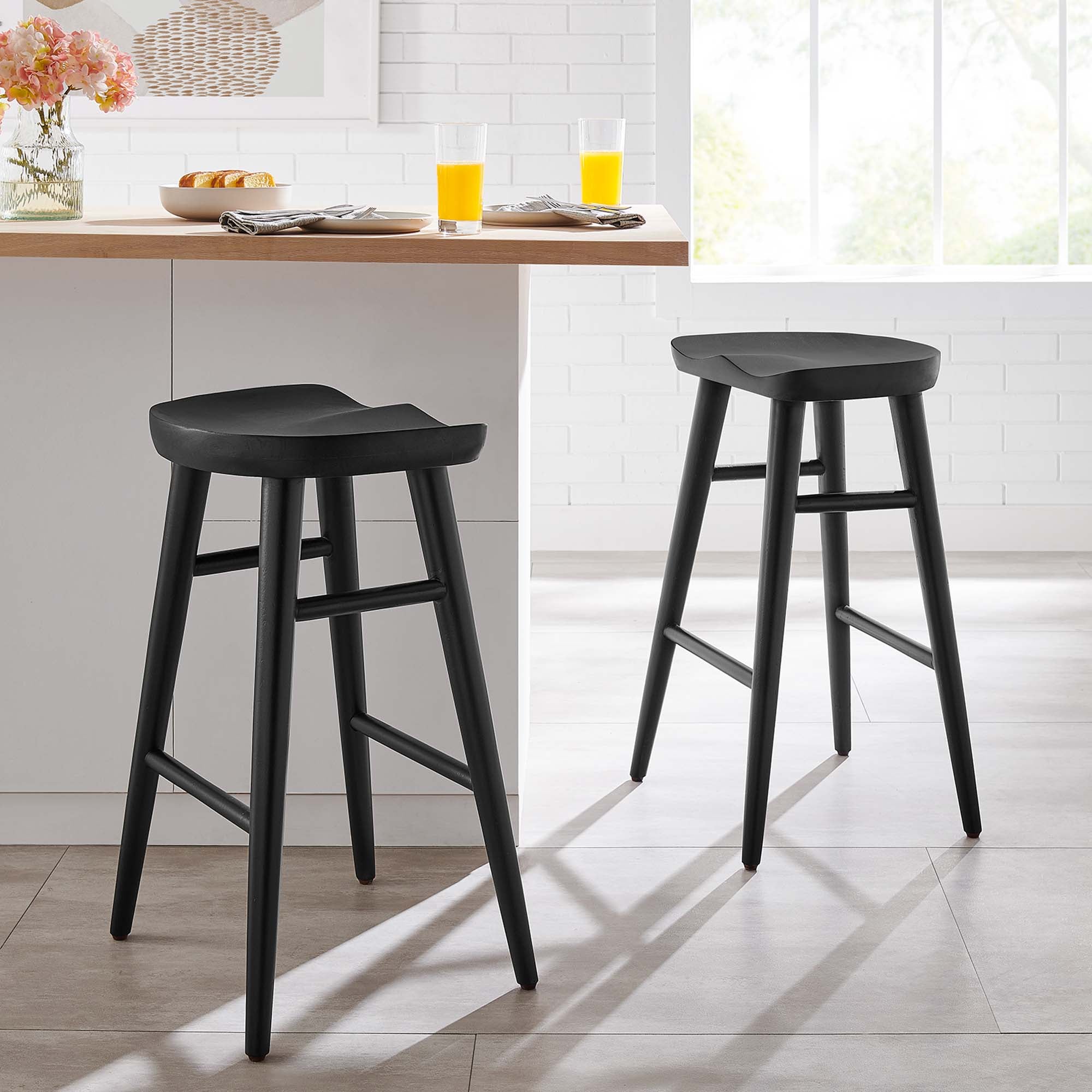 Modway Saville Backless Wood Counter Stools Set of 2