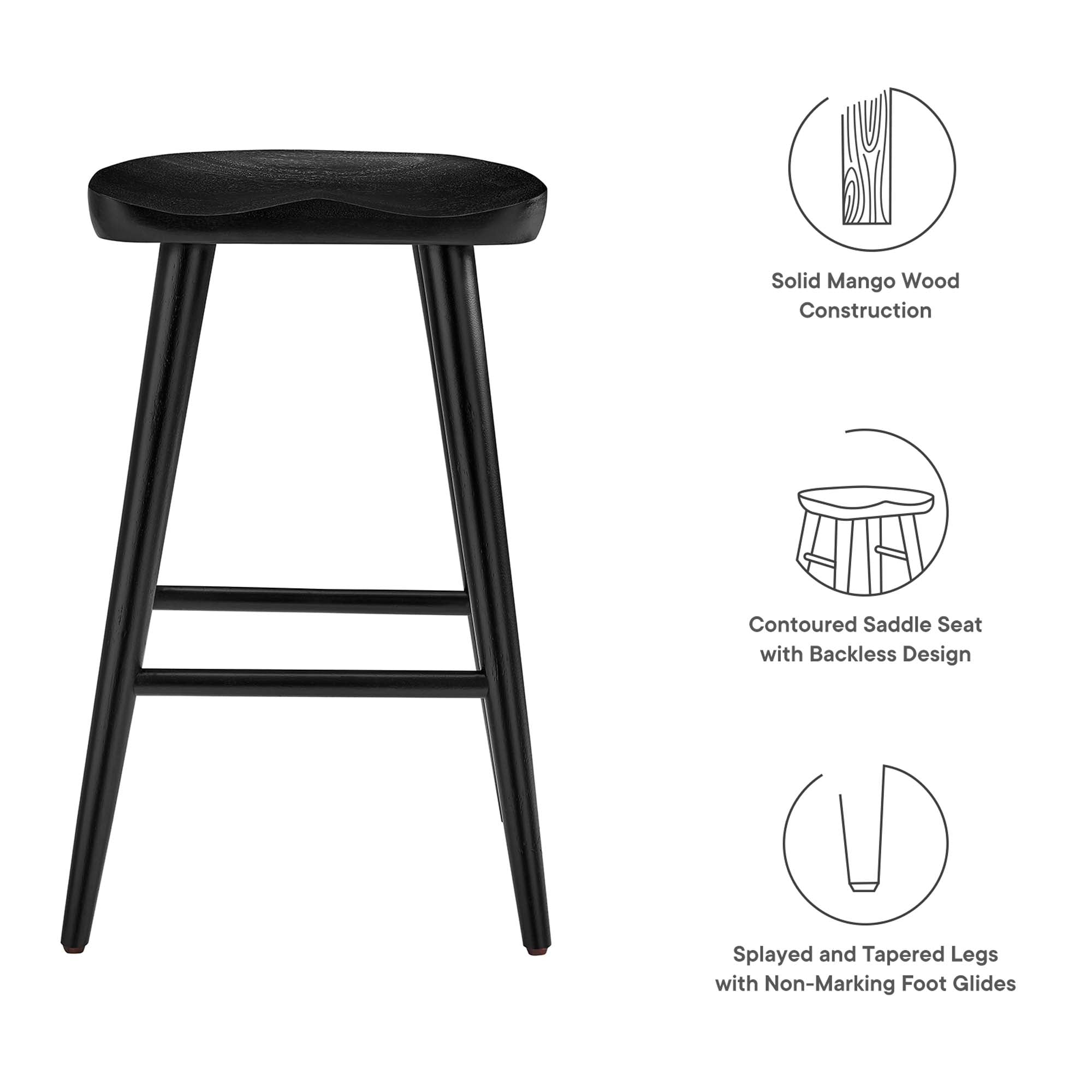 Modway Saville Backless Wood Counter Stools Set of 2