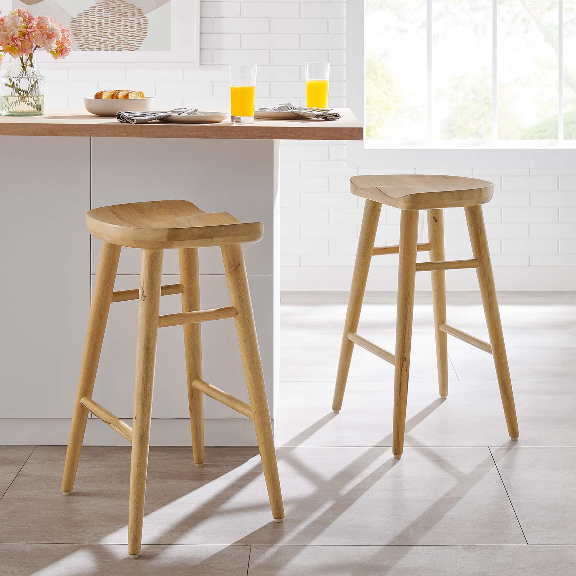 Modway Saville Backless Wood Counter Stools Set of 2