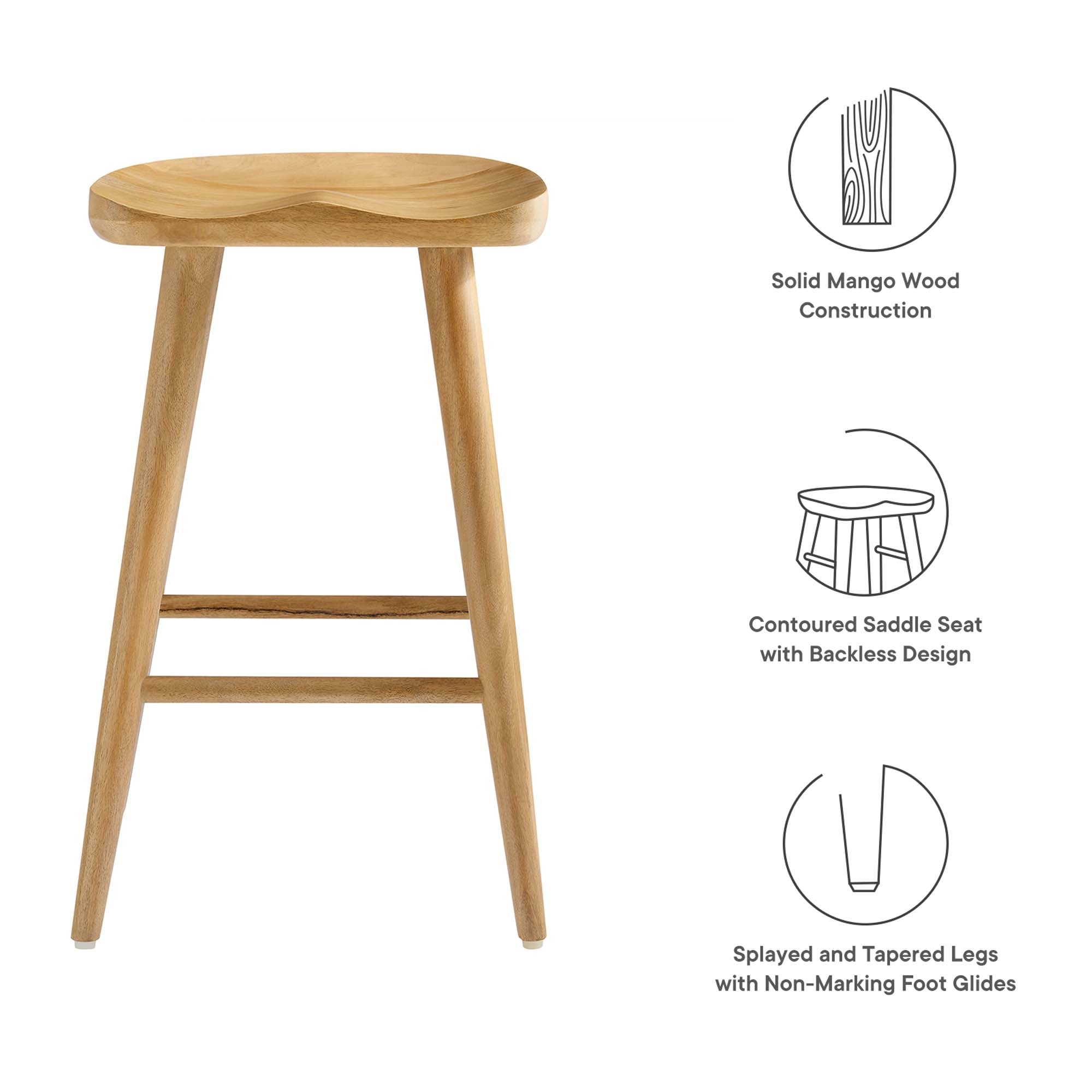 Modway Saville Backless Wood Counter Stools Set of 2