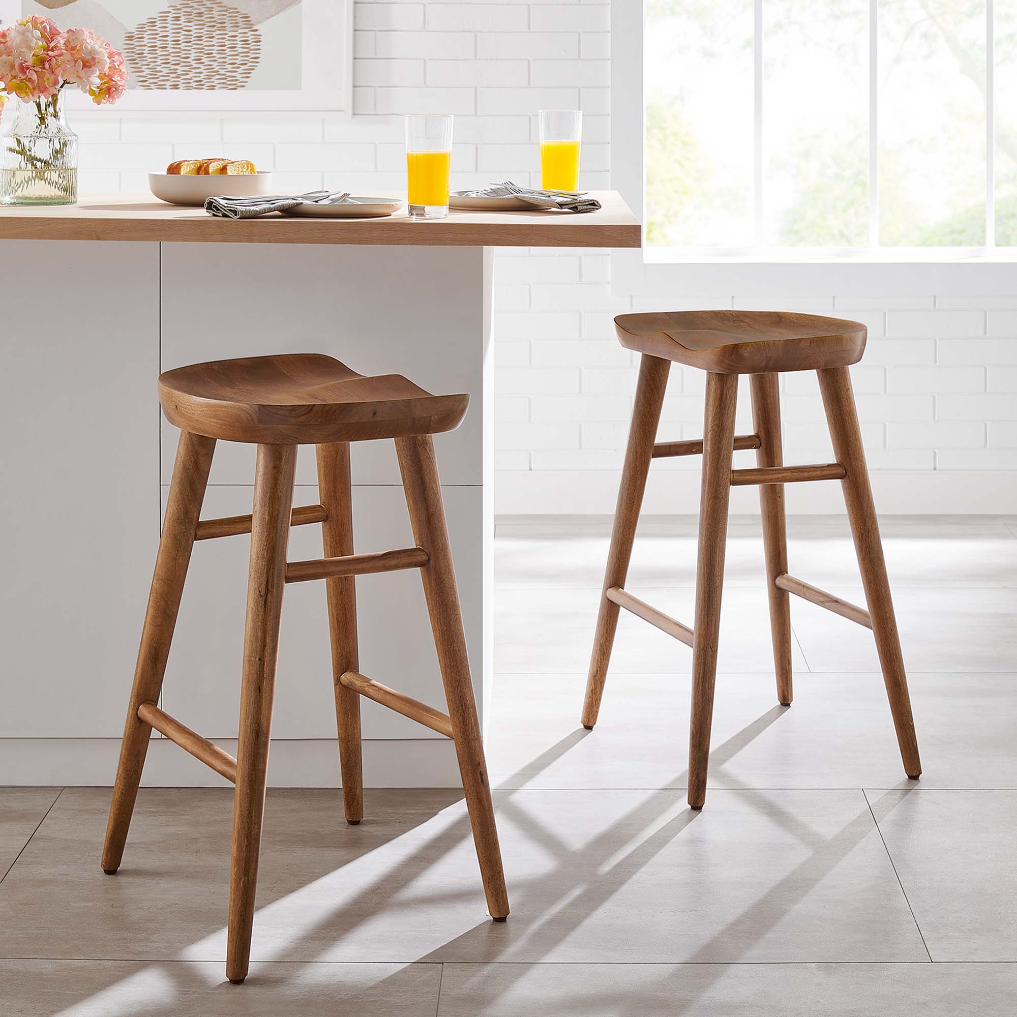 Modway Saville Backless Wood Counter Stools Set of 2