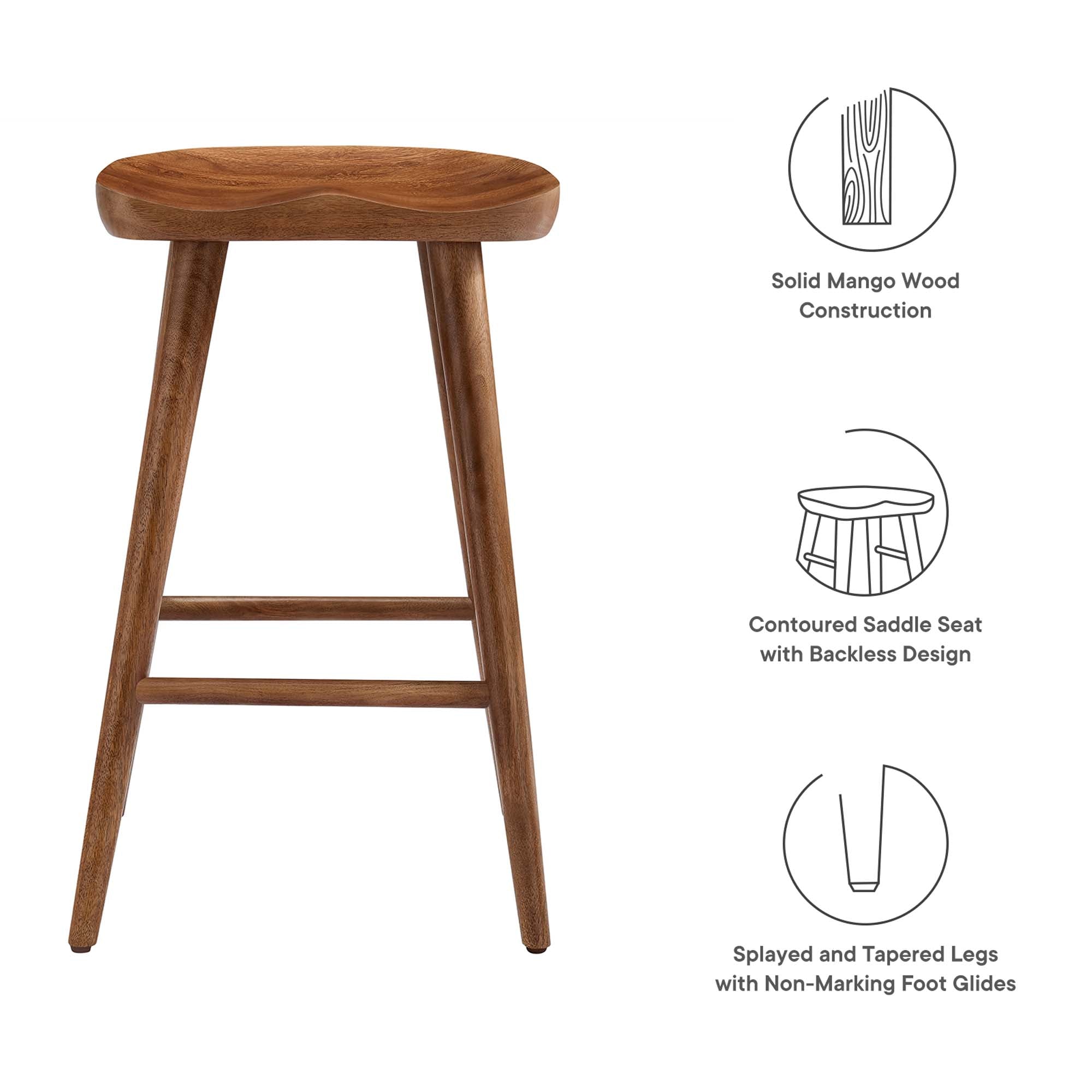 Modway Saville Backless Wood Counter Stools Set of 2