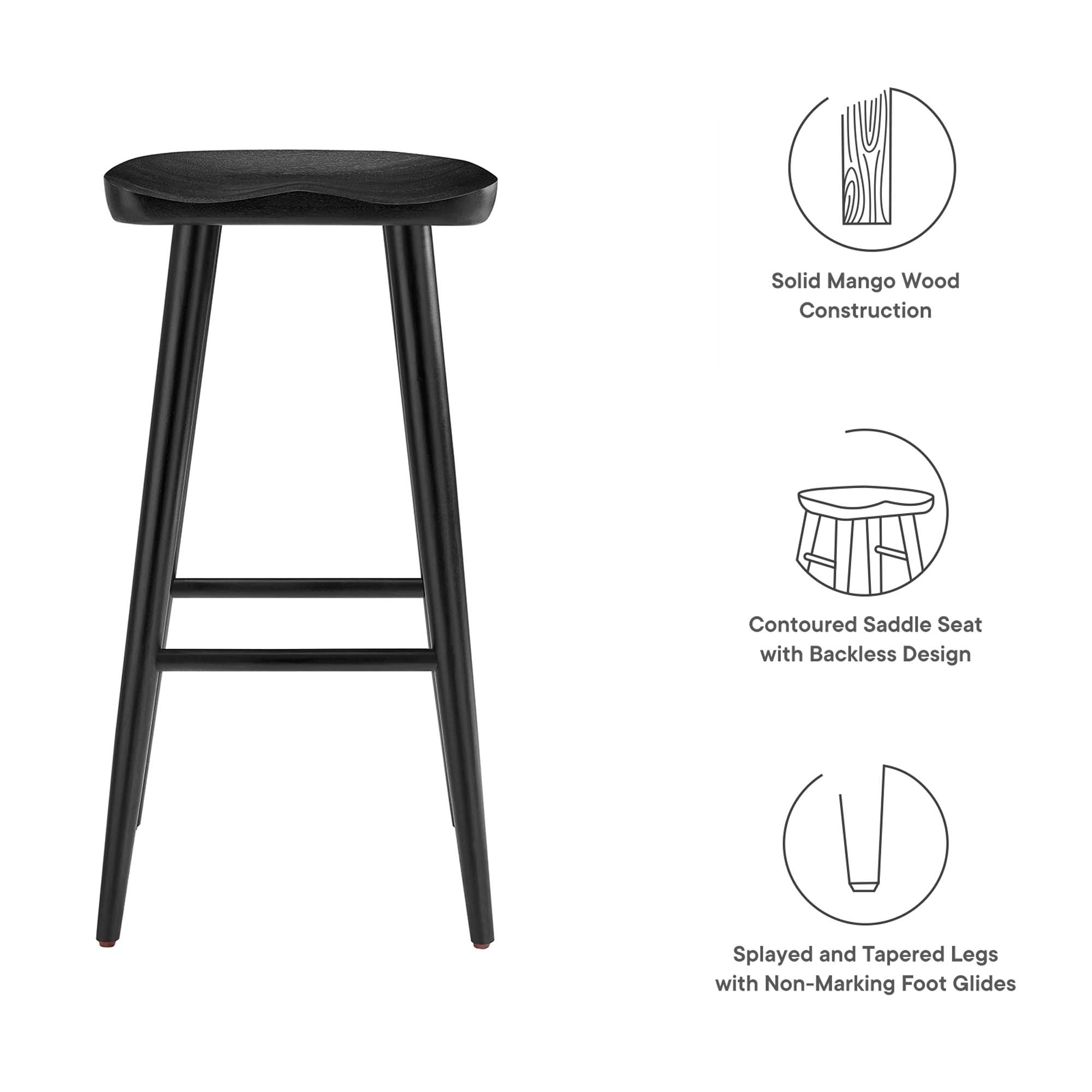 Modway Saville Backless Wood Bar Stools Set of 2