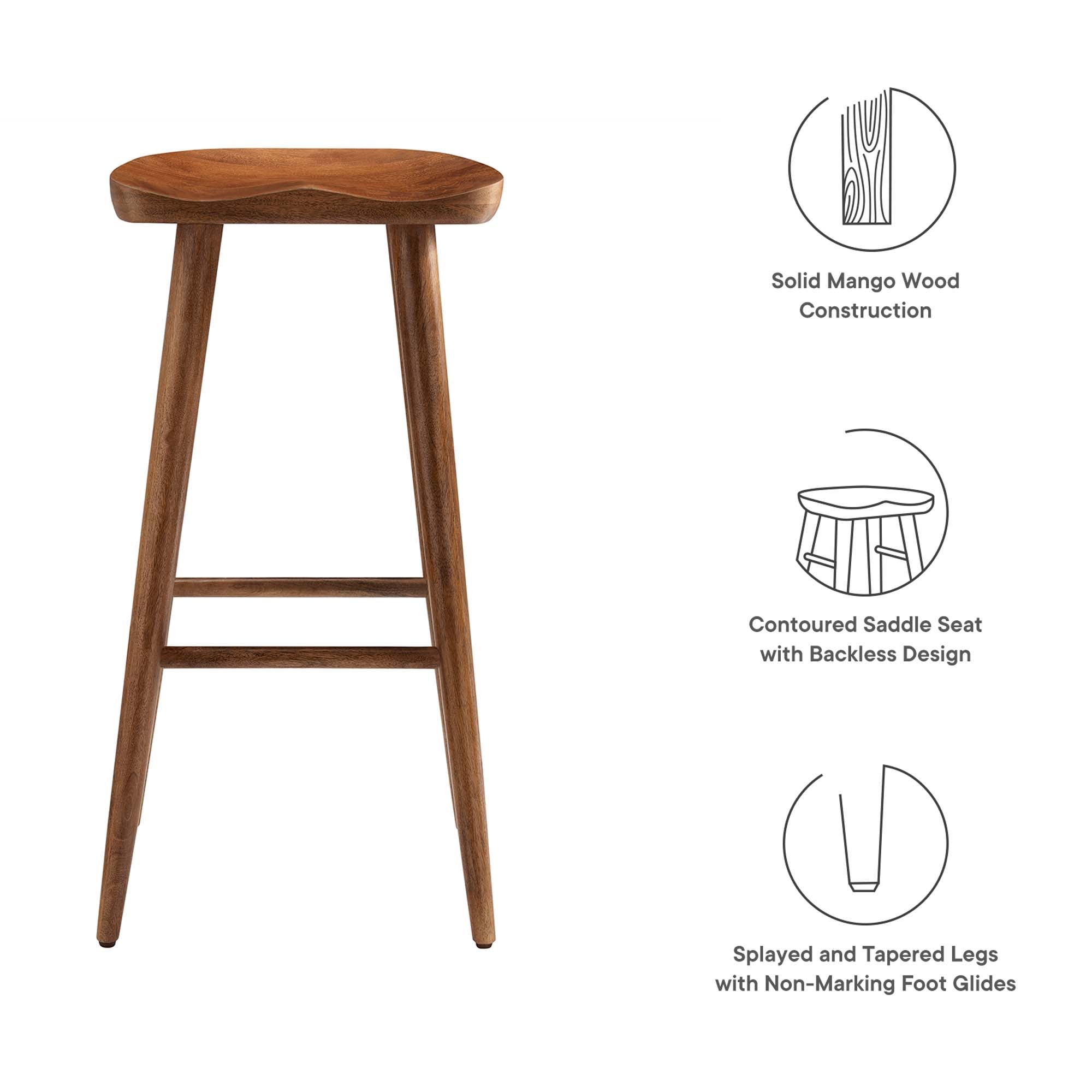 Modway Saville Backless Wood Bar Stools Set of 2