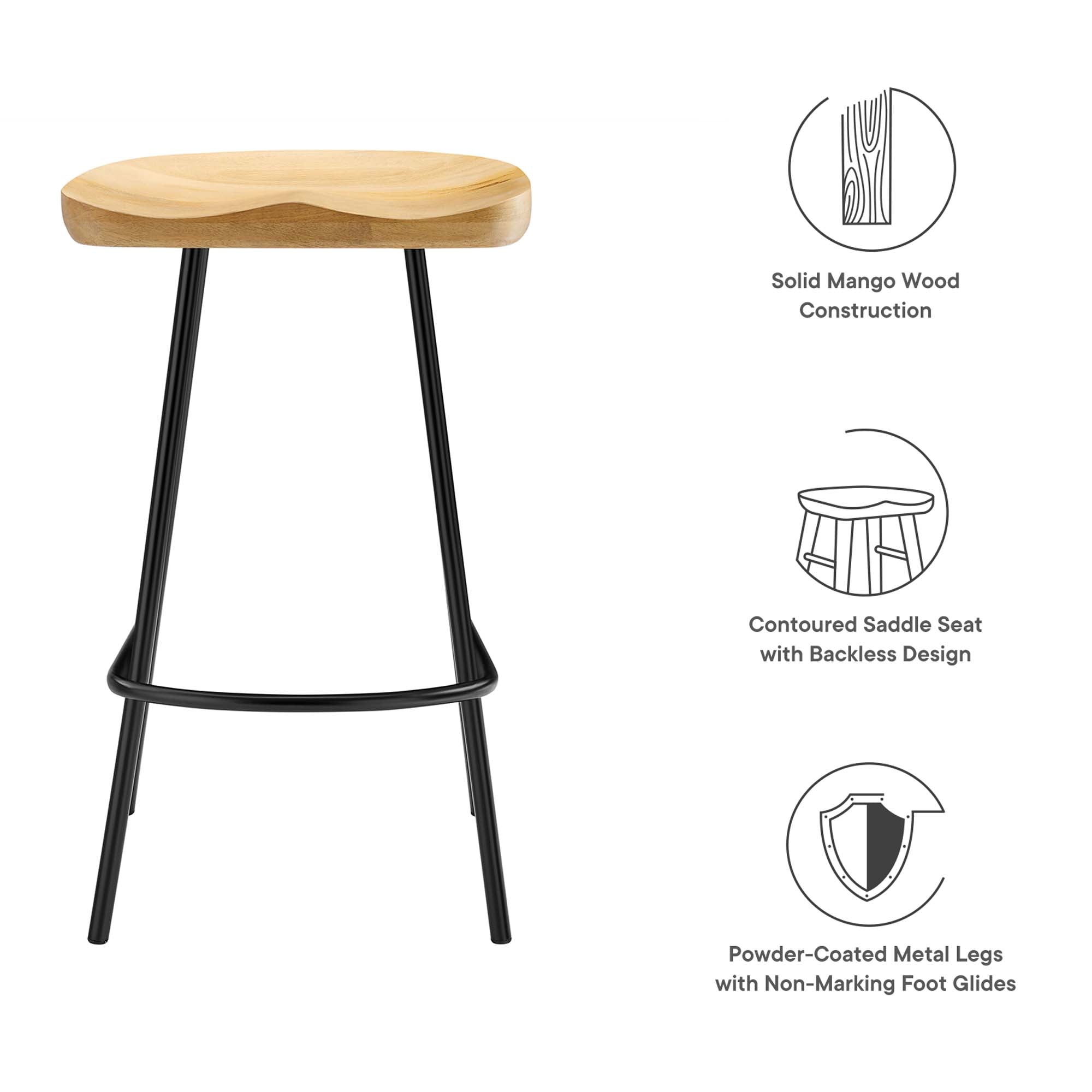 Modway Concord Backless Wood Counter Stools Set of 2