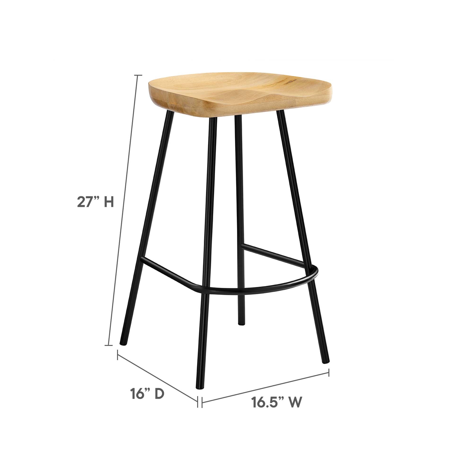 Modway Concord Backless Wood Counter Stools Set of 2