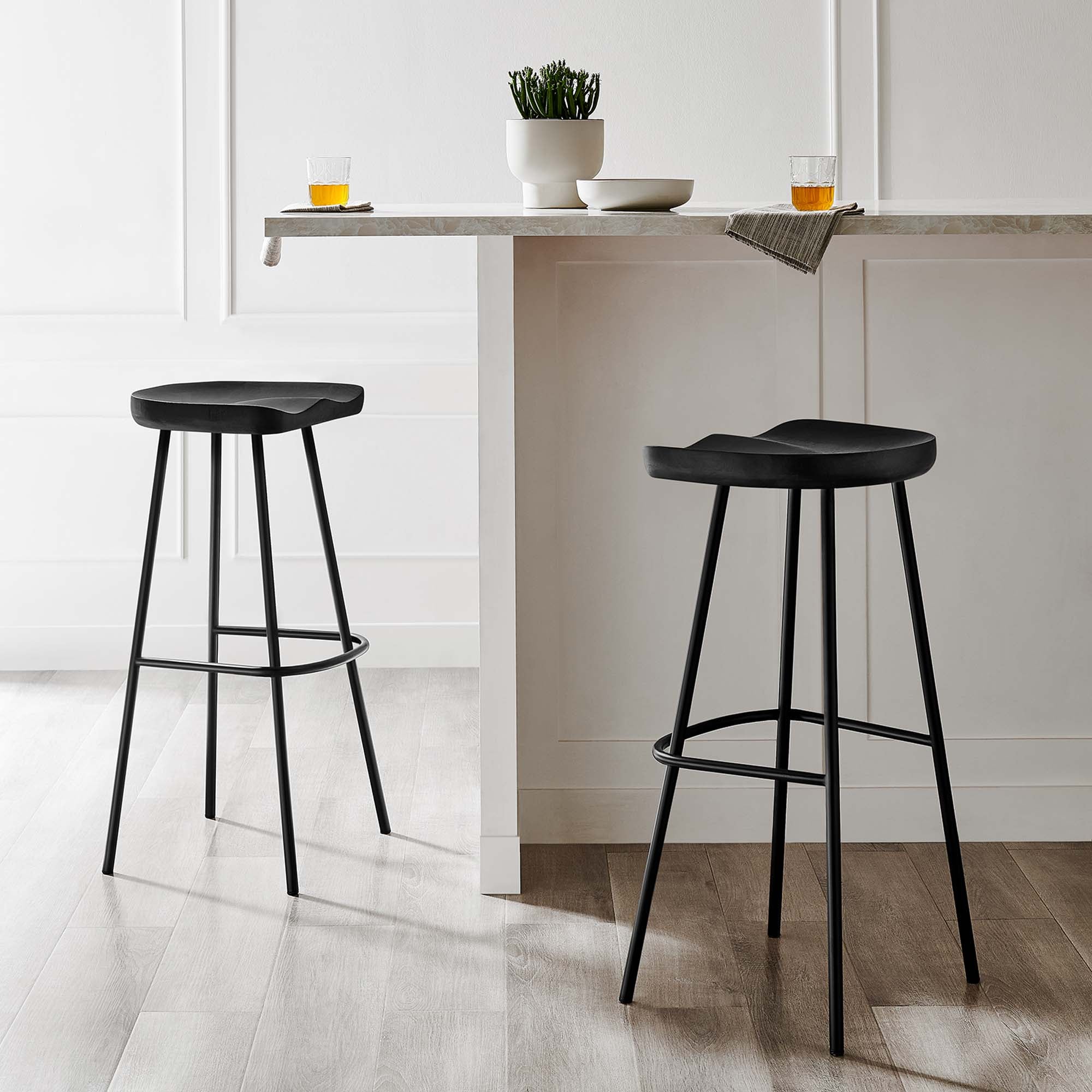 Modway Concord Backless Wood Bar Stools Set of 2