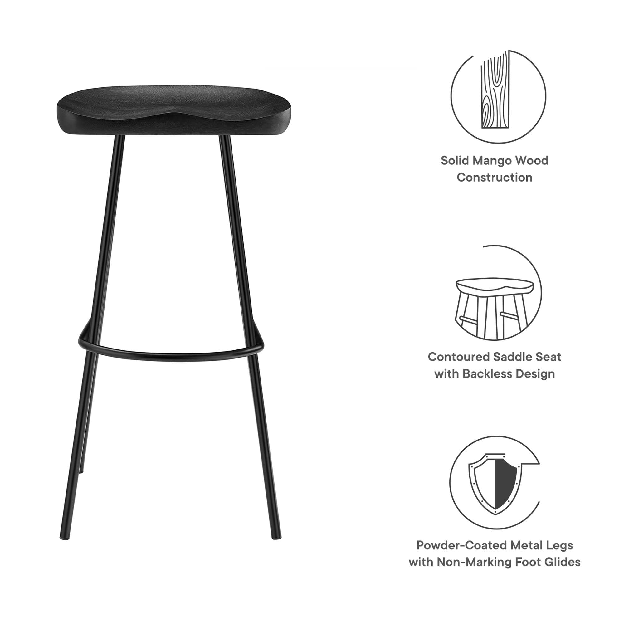 Modway Concord Backless Wood Bar Stools Set of 2