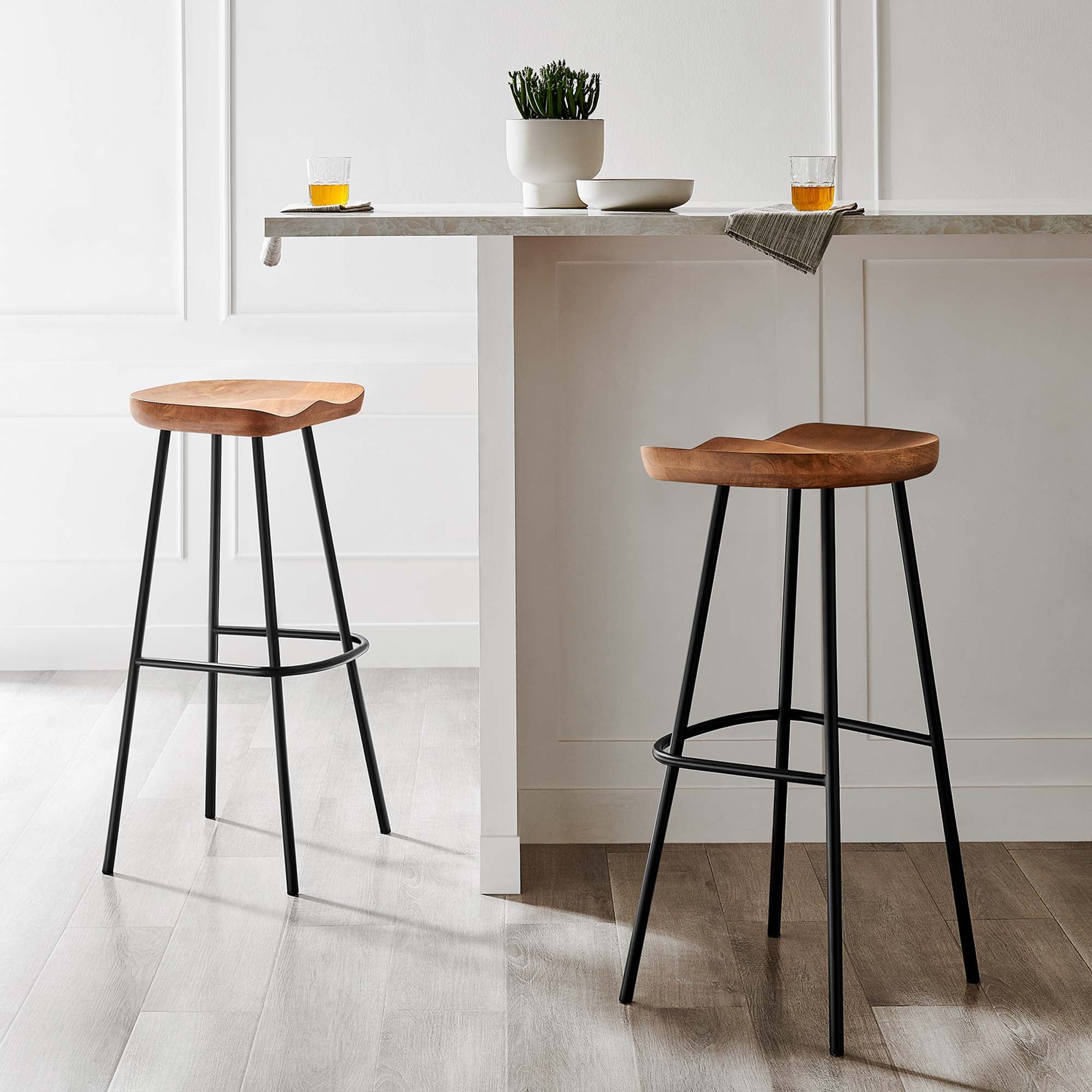 Modway Concord Backless Wood Bar Stools Set of 2
