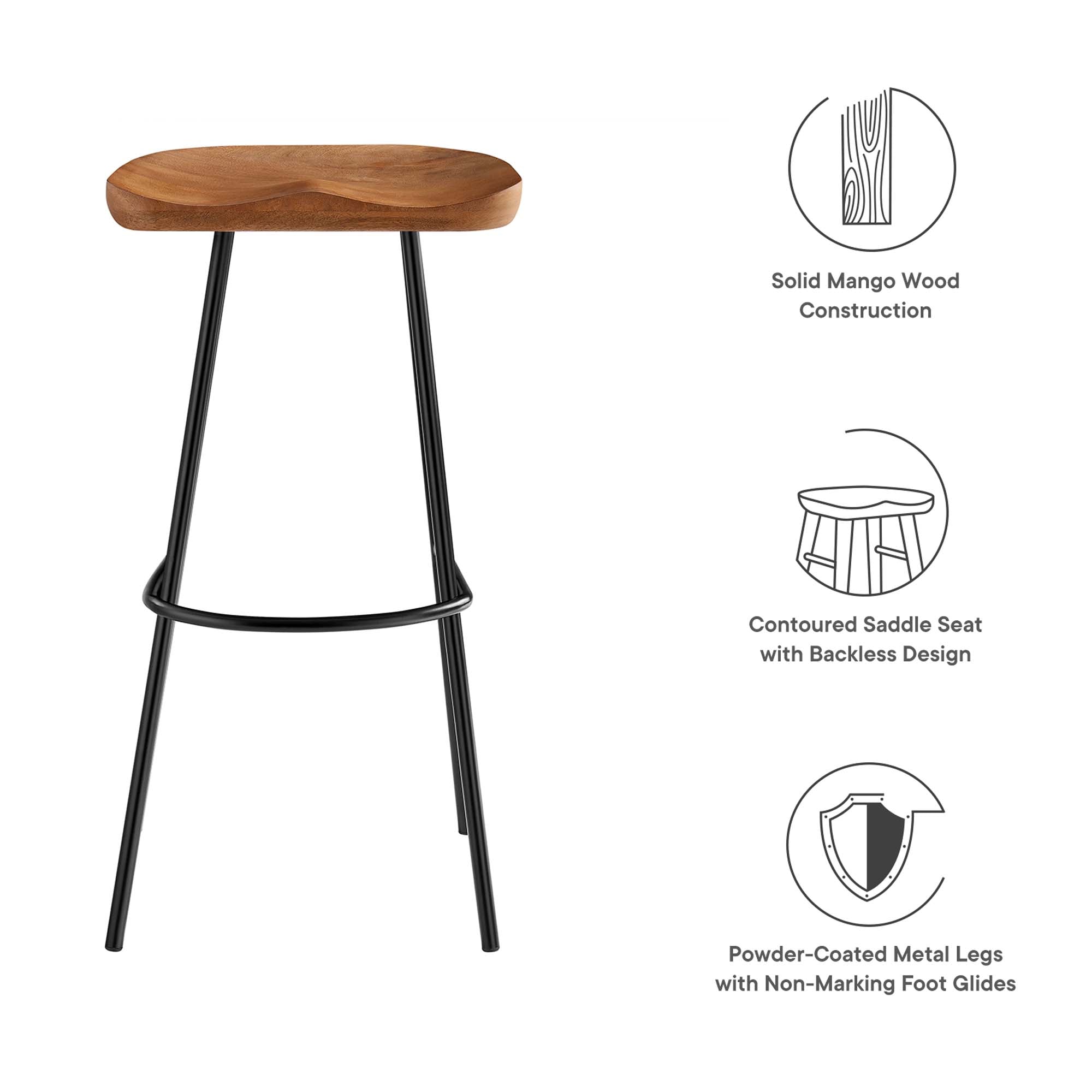 Modway Concord Backless Wood Bar Stools Set of 2