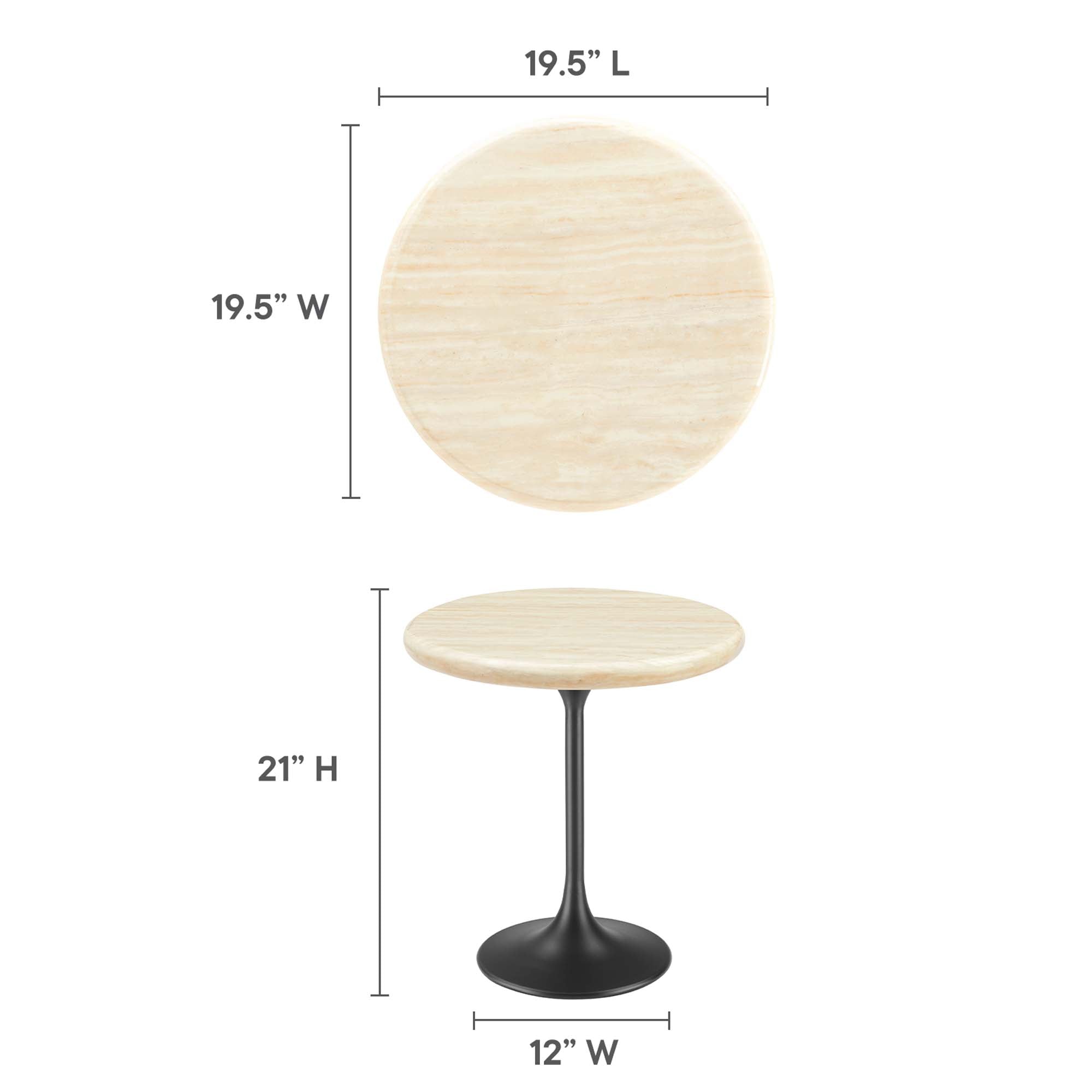 Modway Lippa 20" Round Faux Travertine Side Table